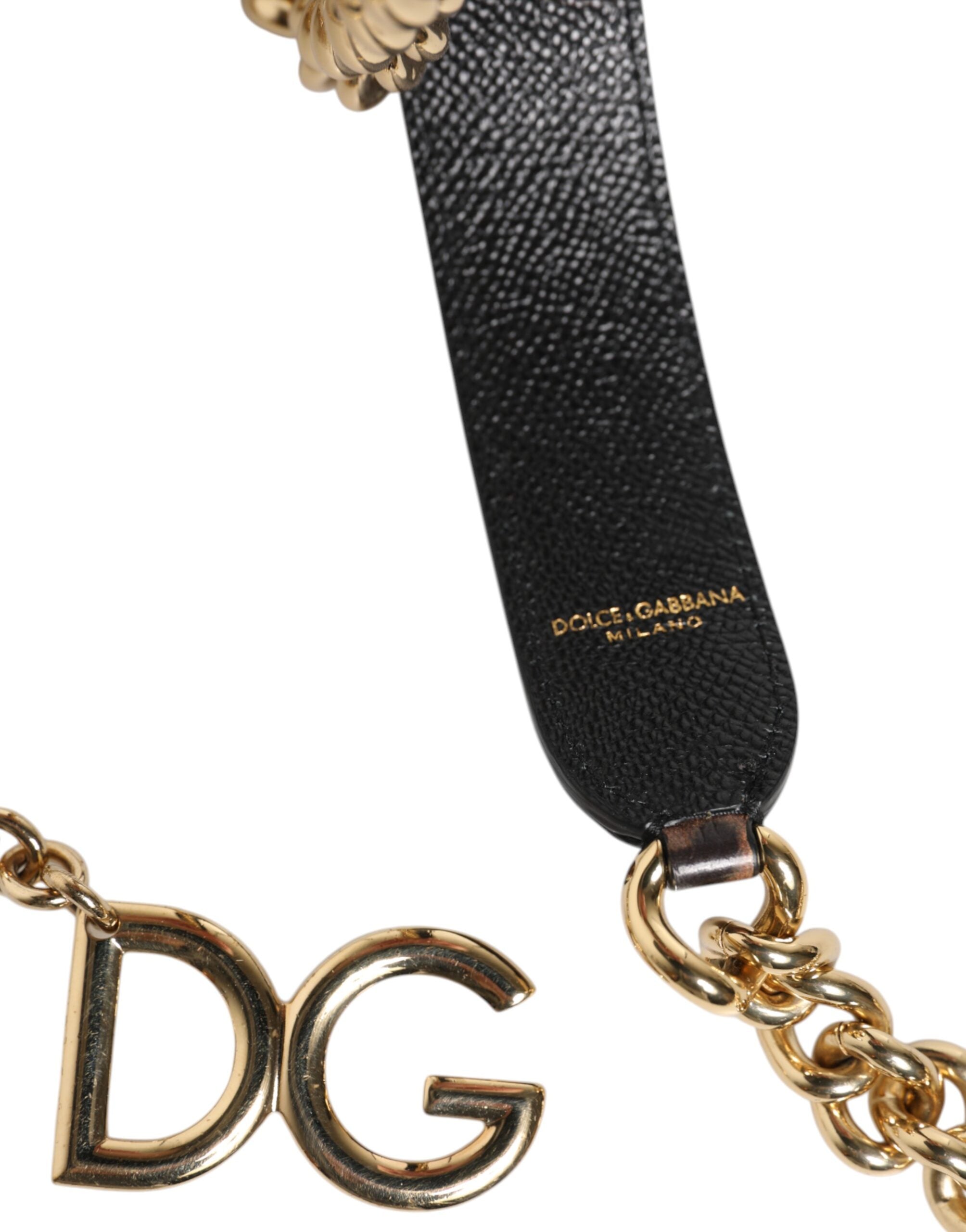 Dolce &amp; Gabbana Brauner Leopard Gold Messing Kette Accessoire Schultergurt
