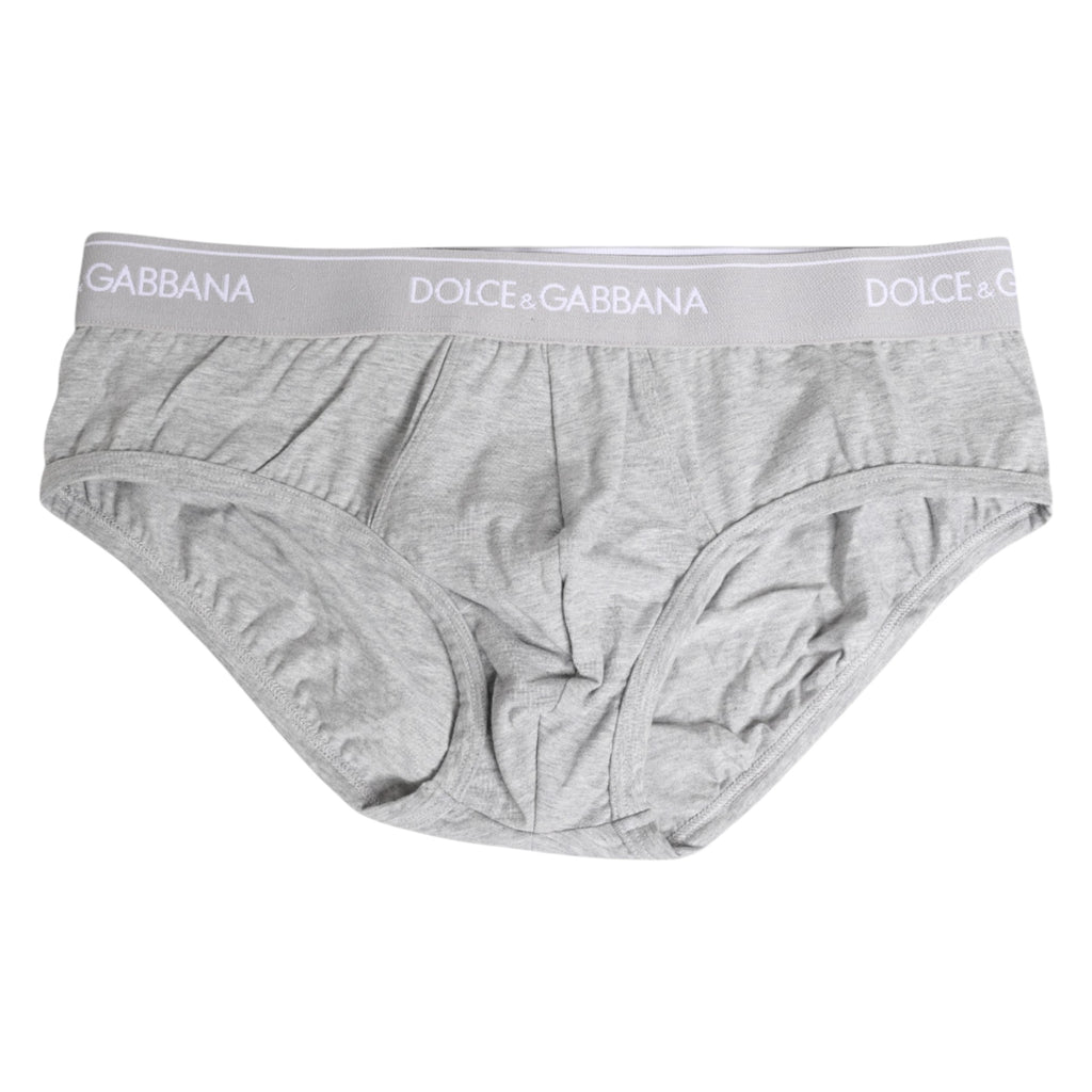 Dolce &amp; Gabbana Graue Baumwoll-Stretch-Slip-Unterhose