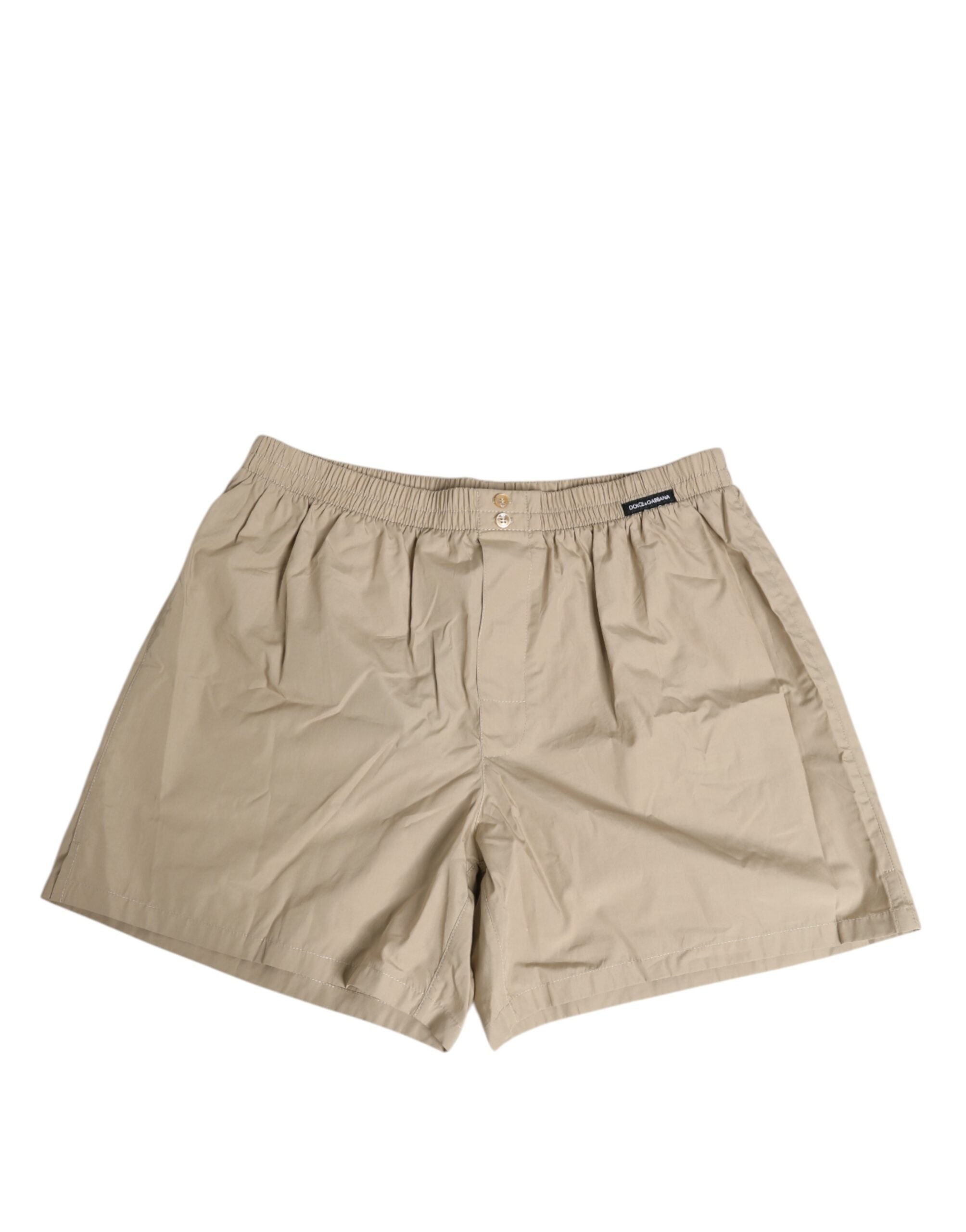 Dolce &amp; Gabbana – Beigefarbene Boxershorts aus Baumwolle in regulärer Passform