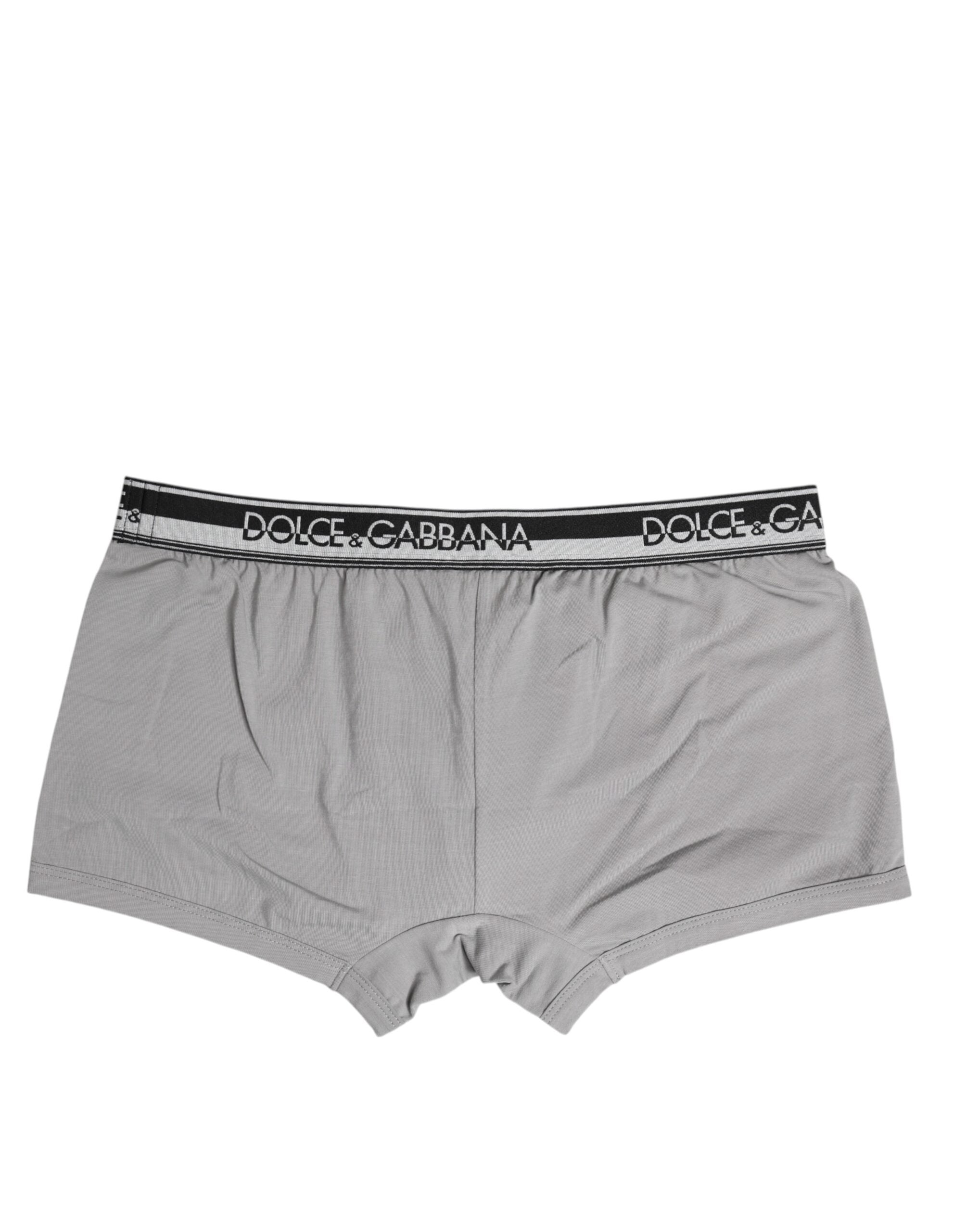 Dolce &amp; Gabbana – Boxershorts aus grauer Stretch-Baumwolle in regulärer Passform