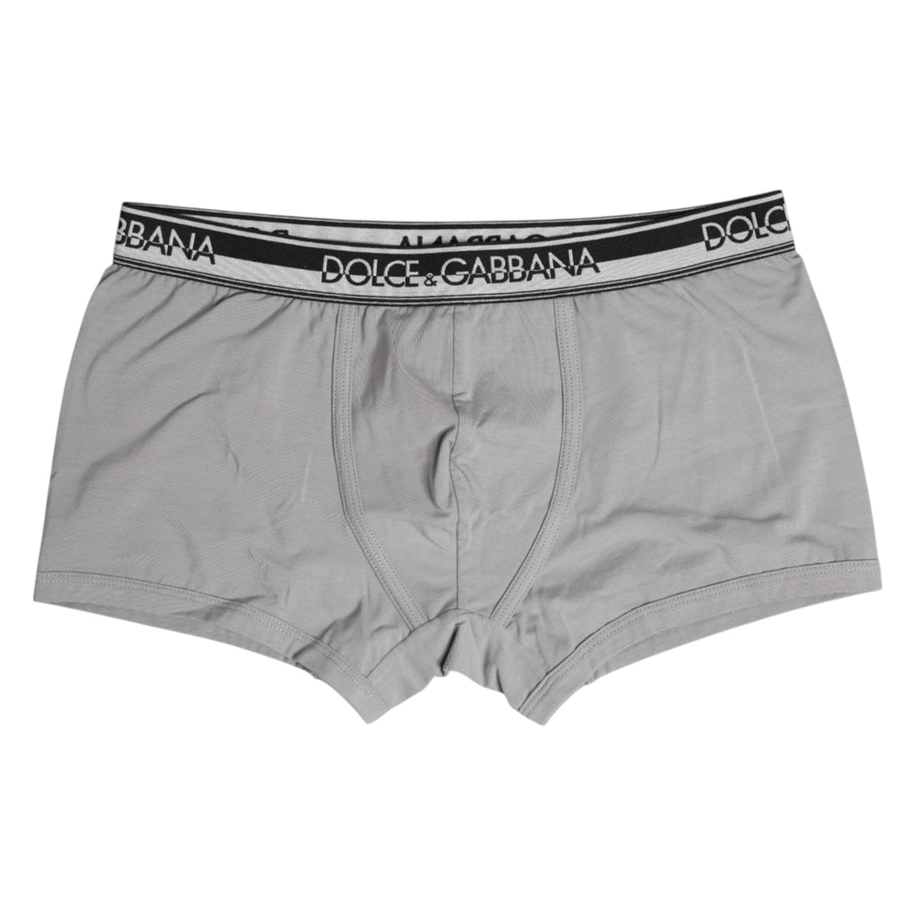 Dolce &amp; Gabbana – Boxershorts aus grauer Stretch-Baumwolle in regulärer Passform