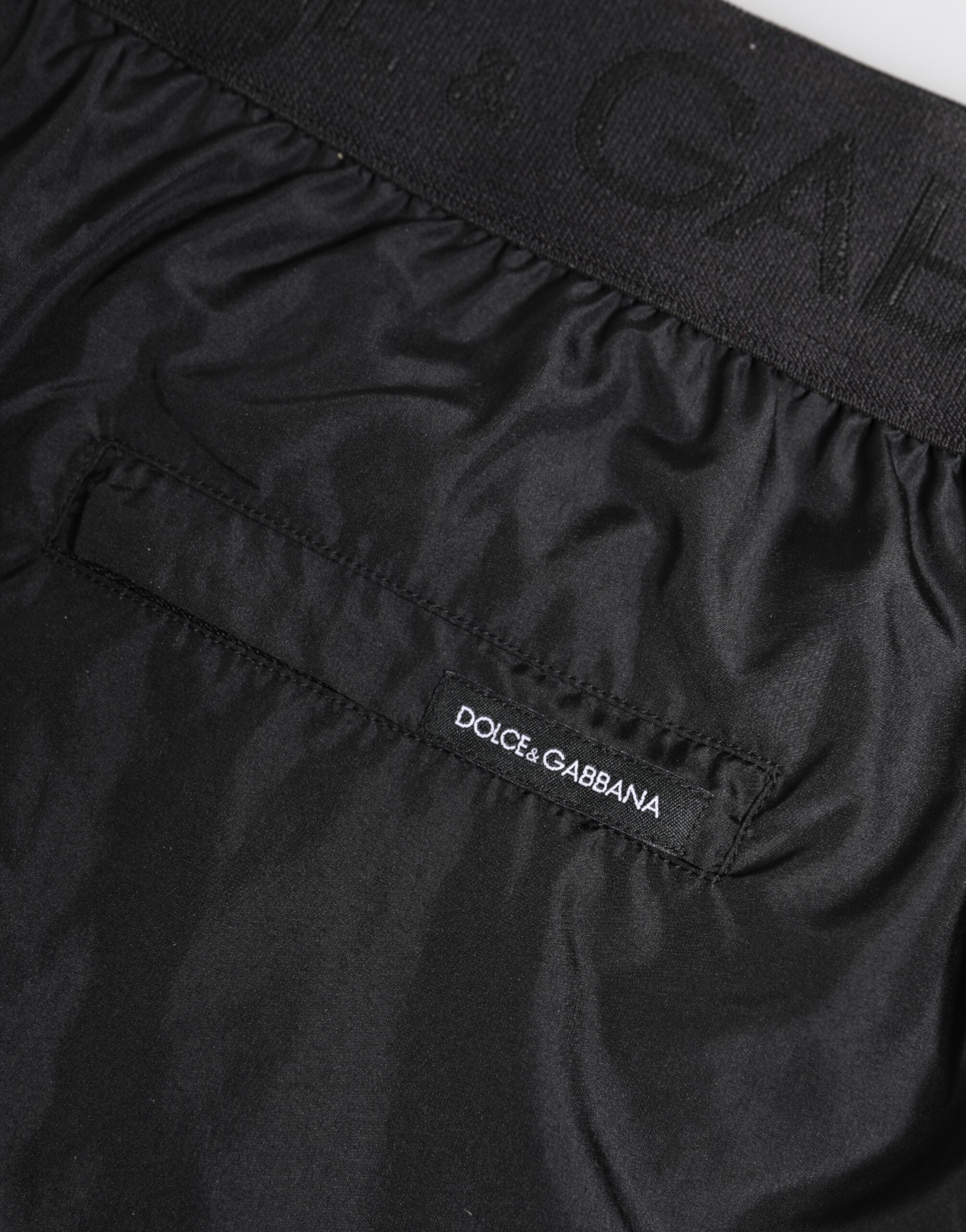 Dolce &amp; Gabbana – Schwarze Strandmode mit Logo-Print für Herren