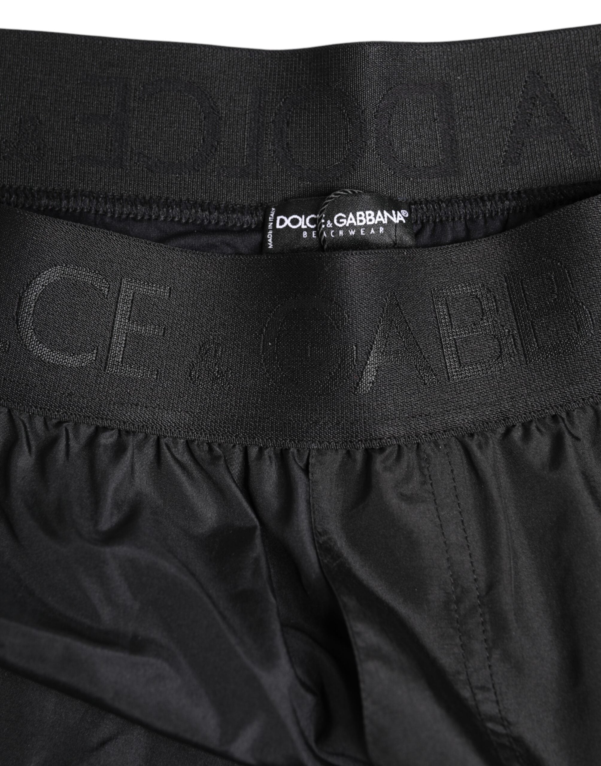 Dolce &amp; Gabbana – Schwarze Strandmode mit Logo-Print für Herren