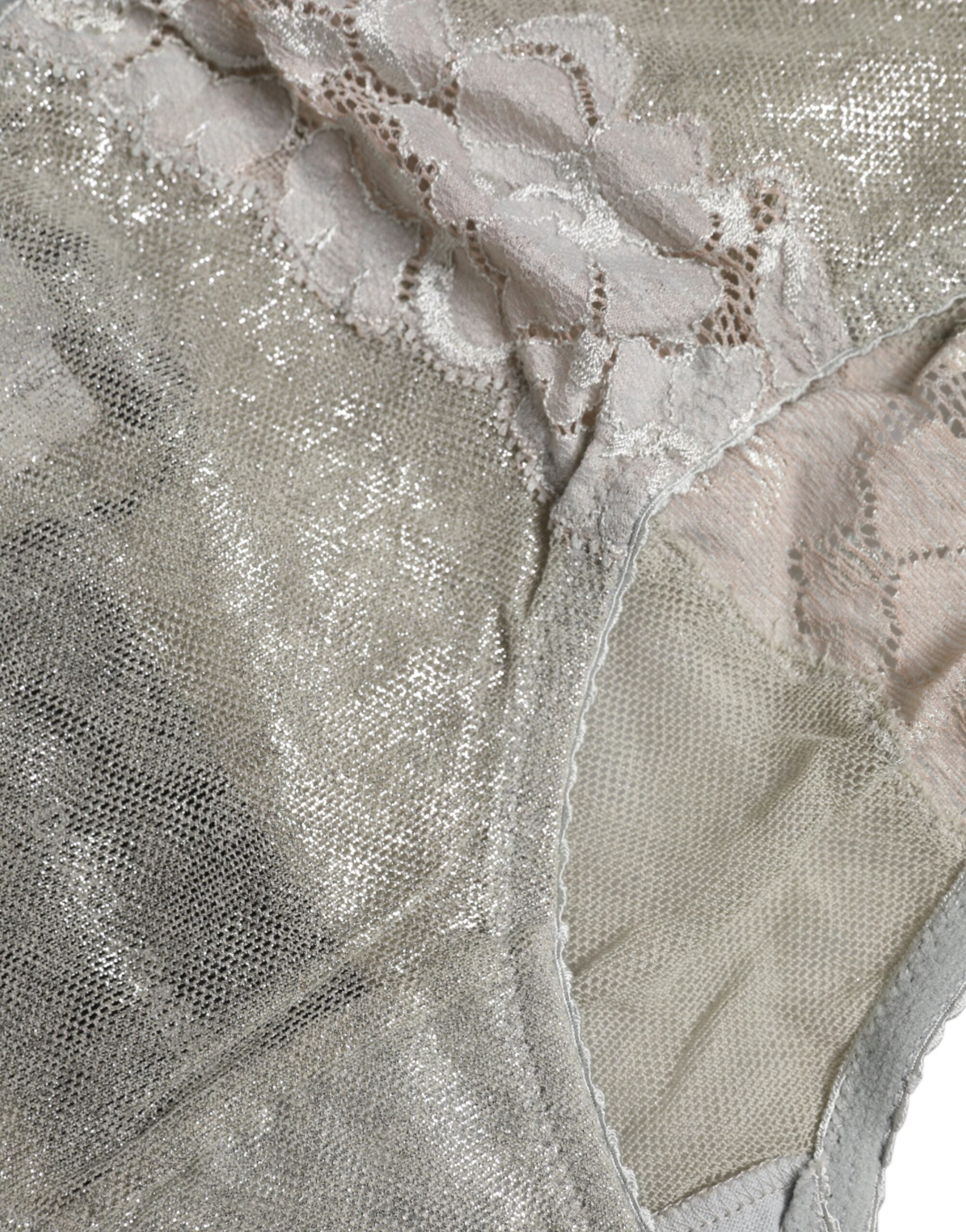 Dolce &amp; Gabbana – Graue Höschenunterwäsche aus Baumwoll-Blumenspitze mit hoher Taille