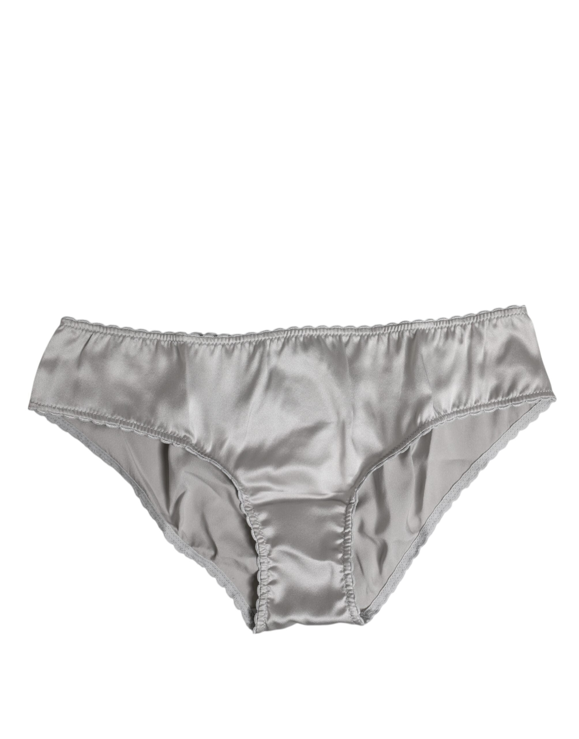 Dolce &amp; Gabbana – Graue Stretch-Hose aus Seide mit niedriger Taille