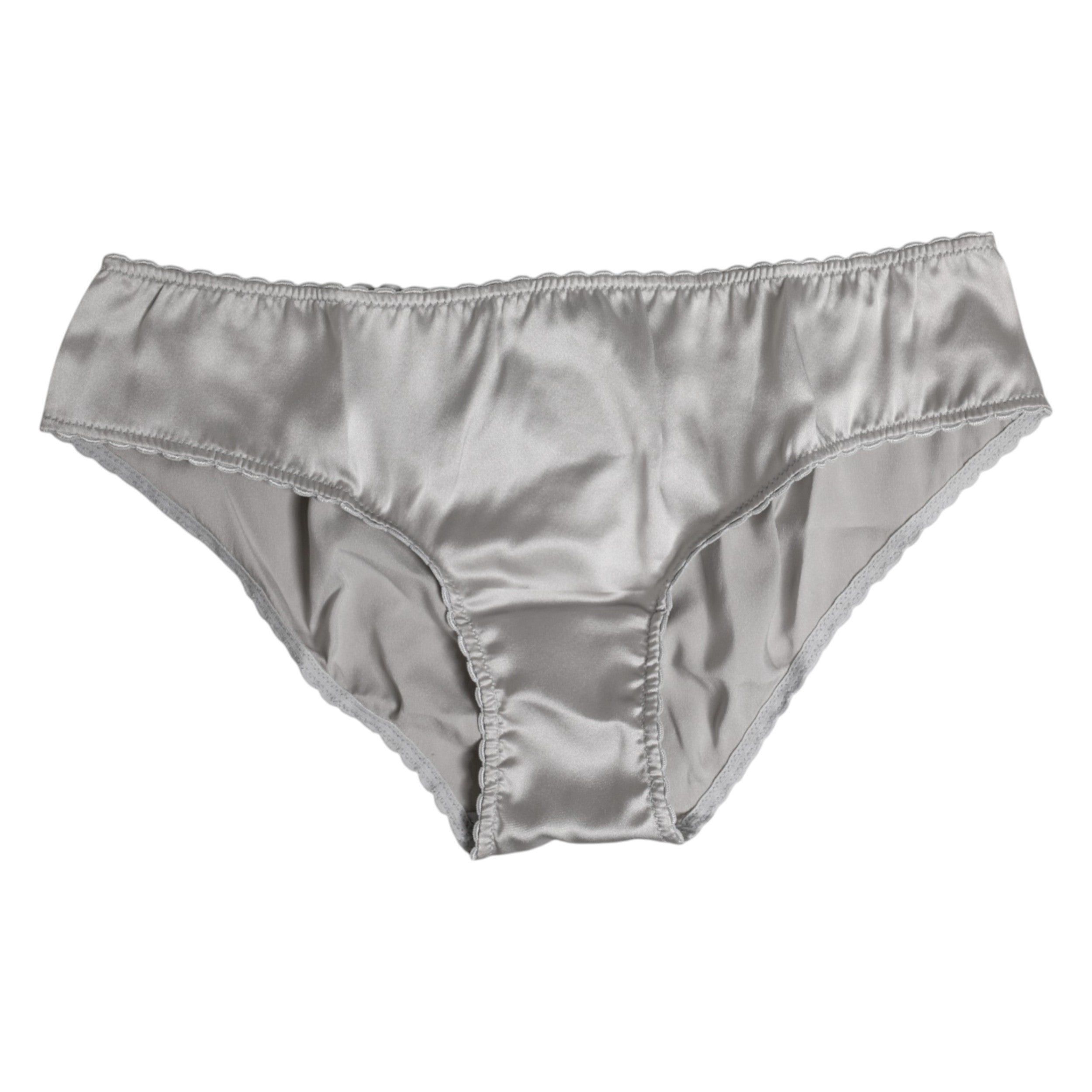 Dolce &amp; Gabbana – Graue Stretch-Hose aus Seide mit niedriger Taille