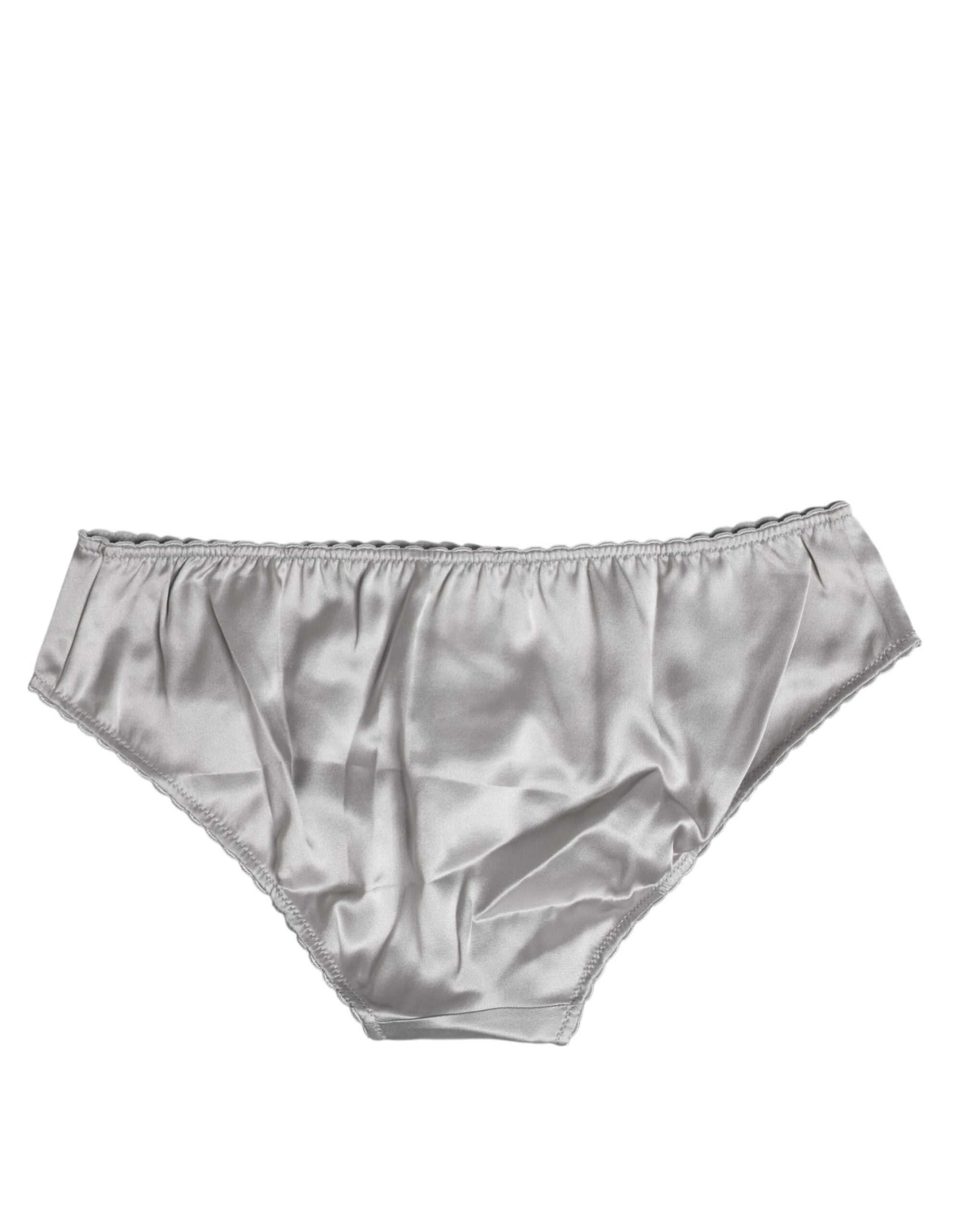 Dolce &amp; Gabbana – Graue Stretch-Hose aus Seide mit niedriger Taille