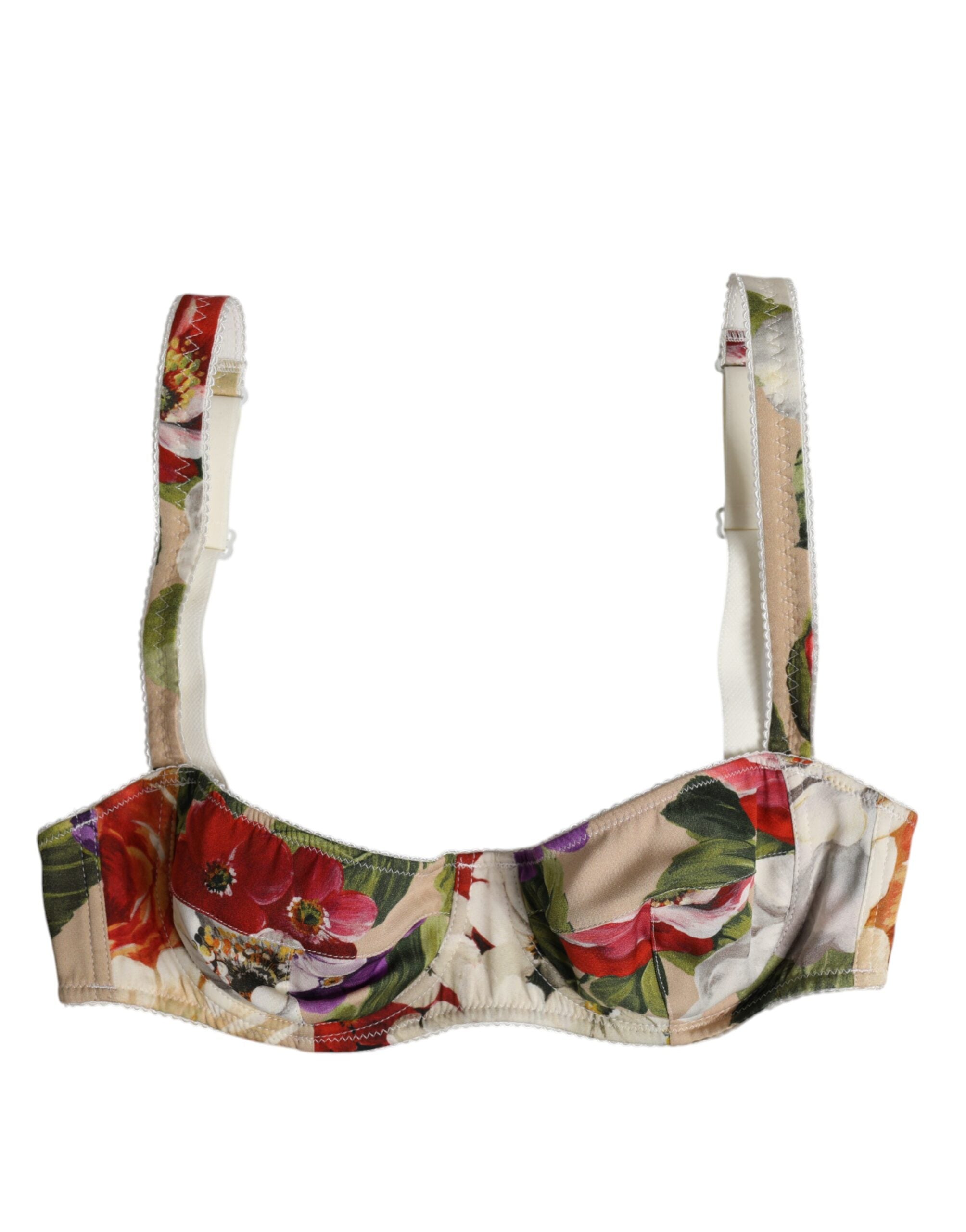 Dolce &amp; Gabbana Beige Floral Balconcino Bügel-BH Unterwäsche