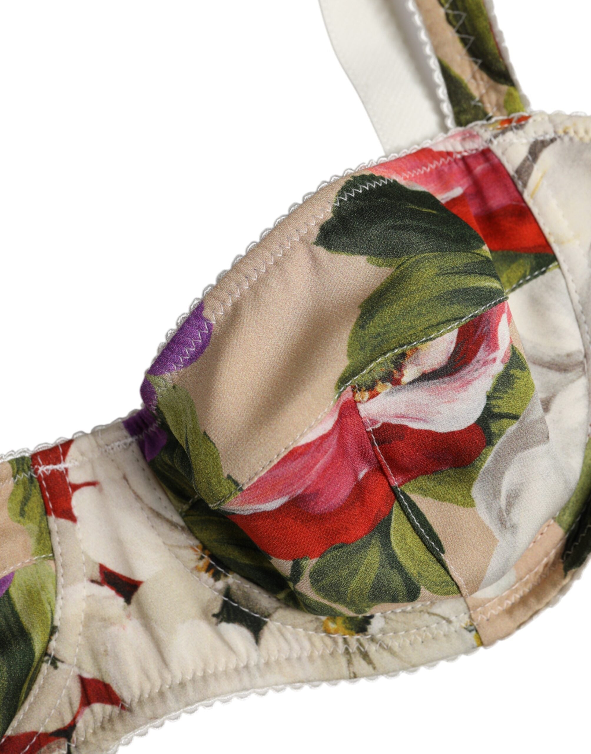 Dolce &amp; Gabbana Beige Floral Balconcino Bügel-BH Unterwäsche