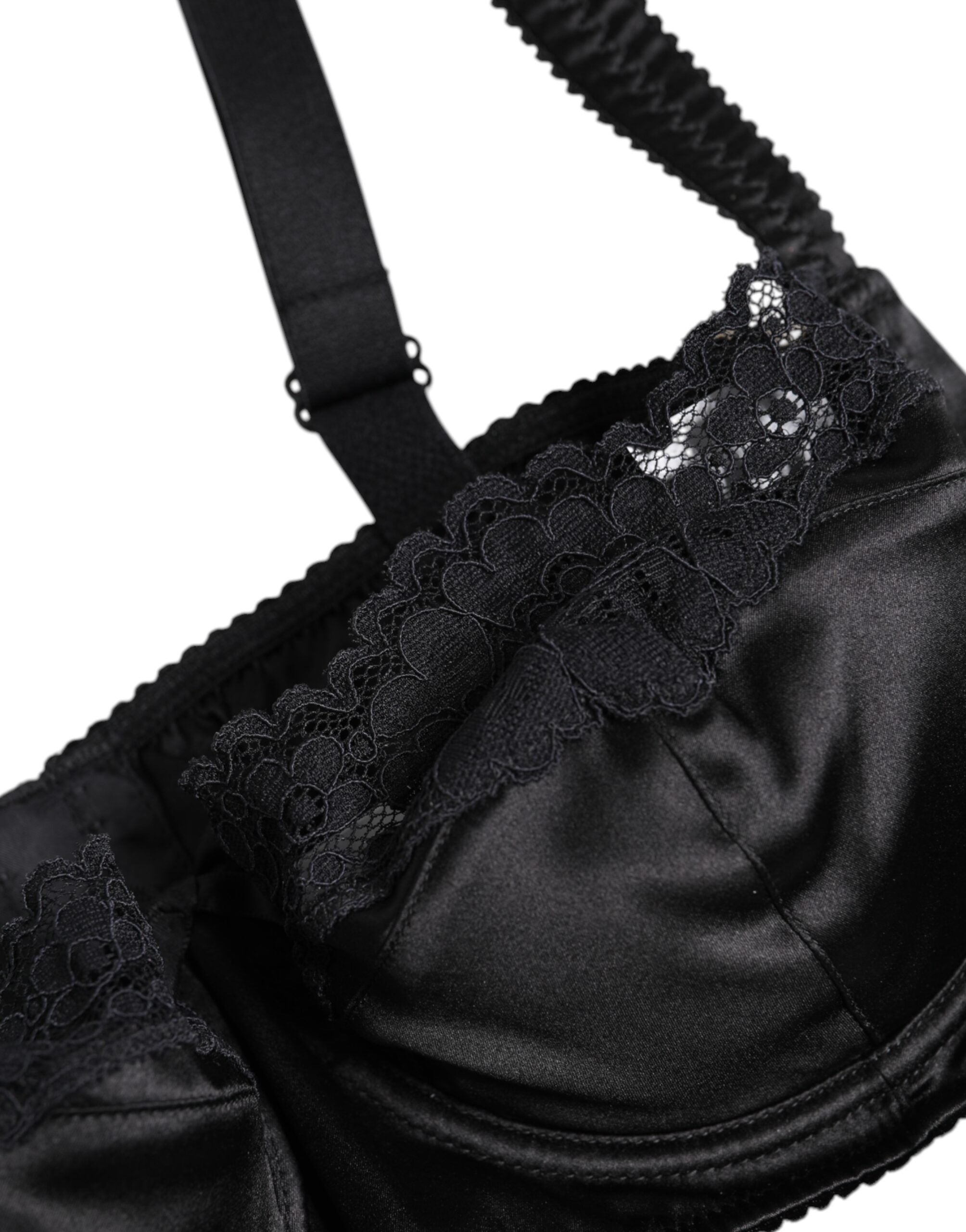 Dolce &amp; Gabbana – Balconette-BH aus schwarzer Seide mit Bügeln