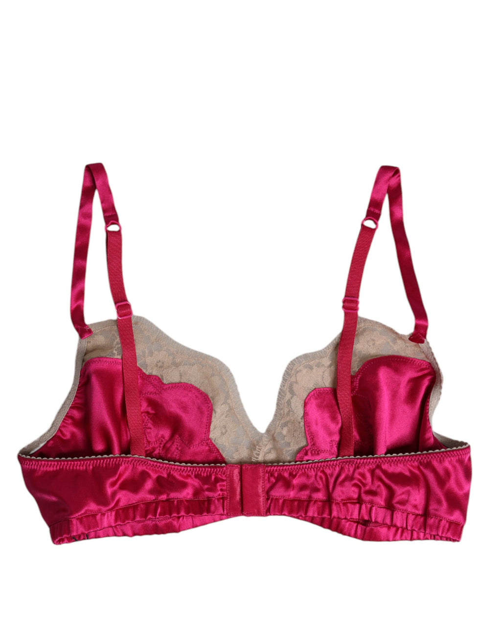Dolce &amp; Gabbana – Magentafarbener Seiden-BH mit floraler Spitze und ohne Bügel
