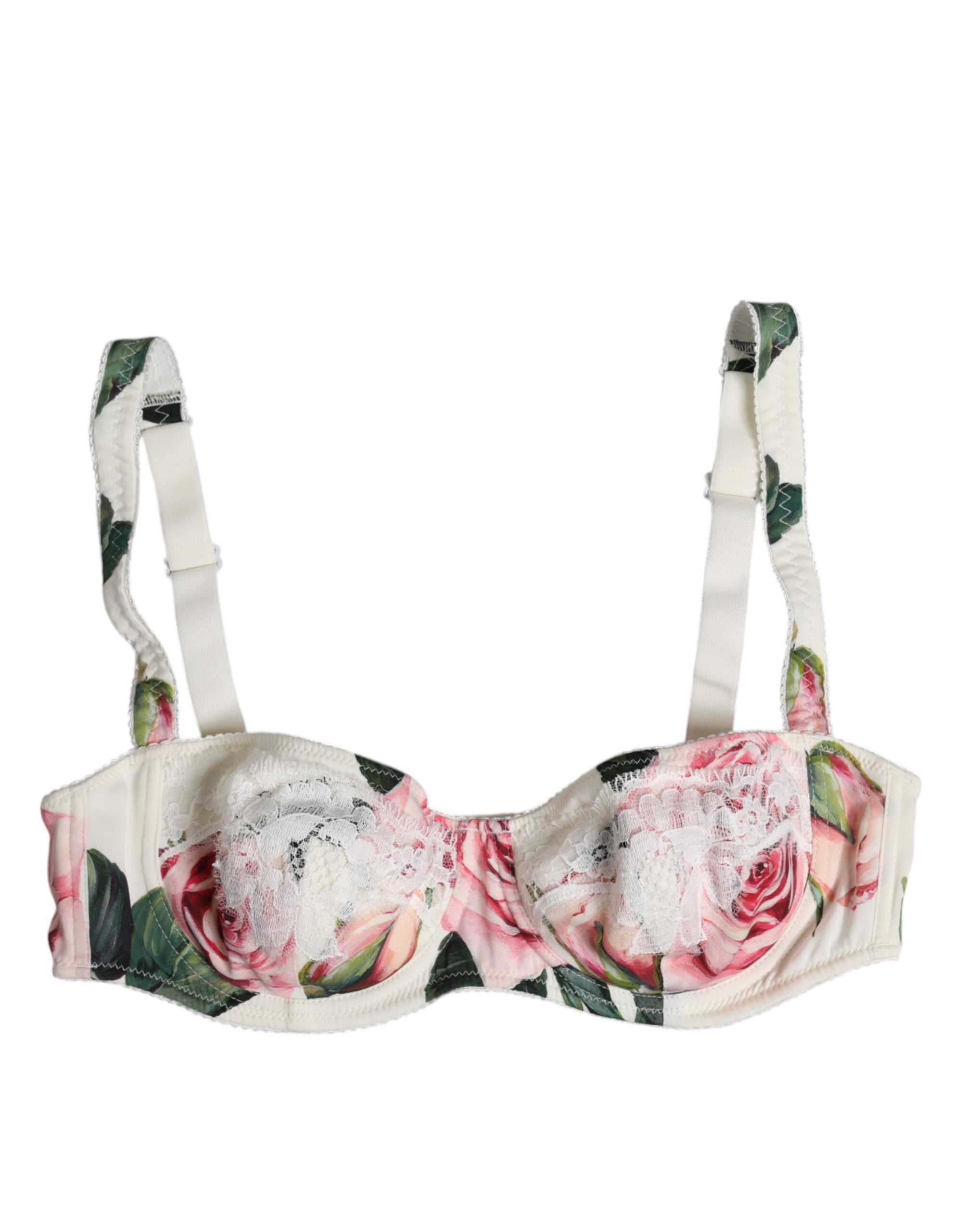 Dolce &amp; Gabbana – Balconette-BH mit Bügel und Blumenmuster in Weiß