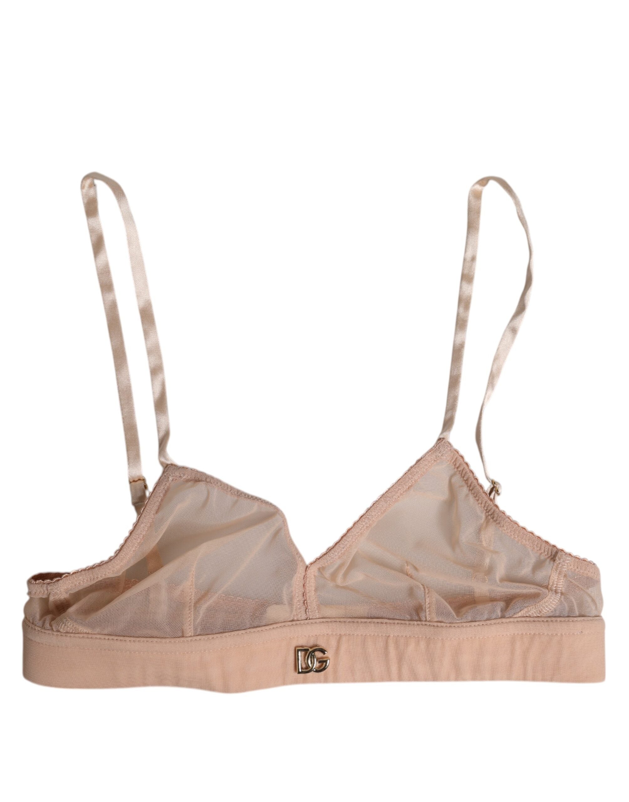 Dolce &amp; Gabbana – Puderrosa Nylon-BH ohne Bügel mit DG-Logo