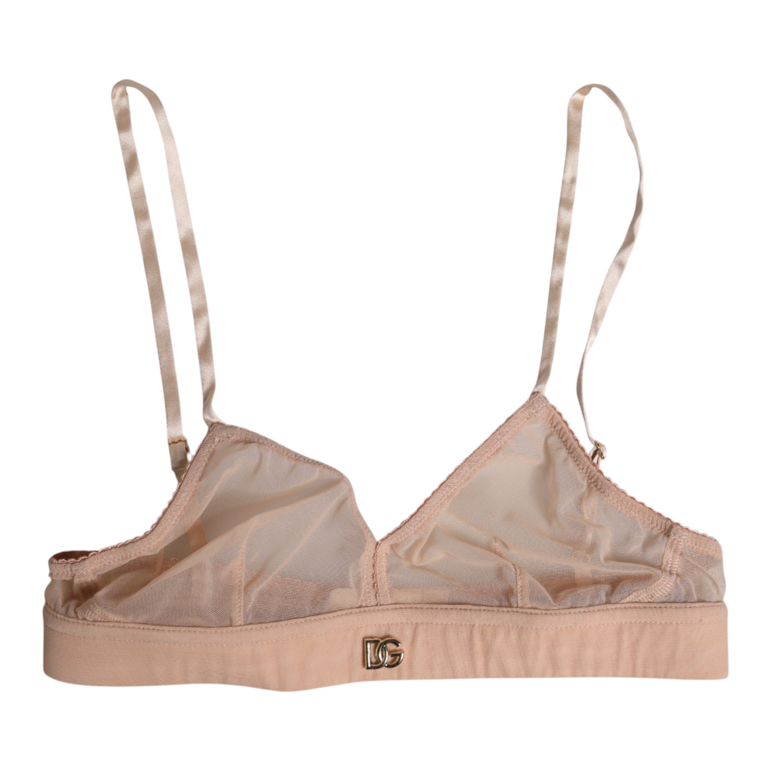 Dolce &amp; Gabbana – Puderrosa Nylon-BH ohne Bügel mit DG-Logo