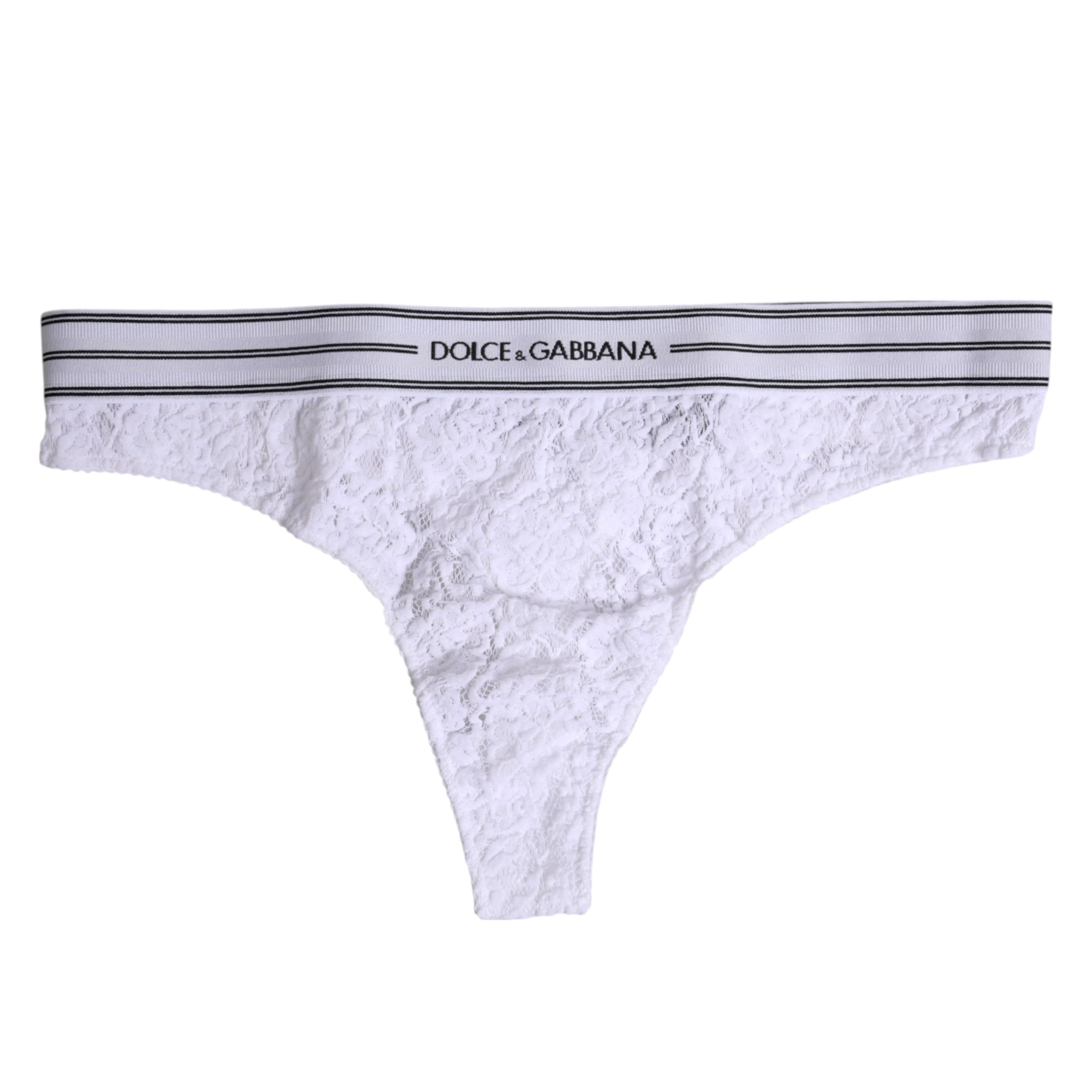 Dolce &amp; Gabbana – Weiße Unterhose aus Nylon mit floraler Spitze