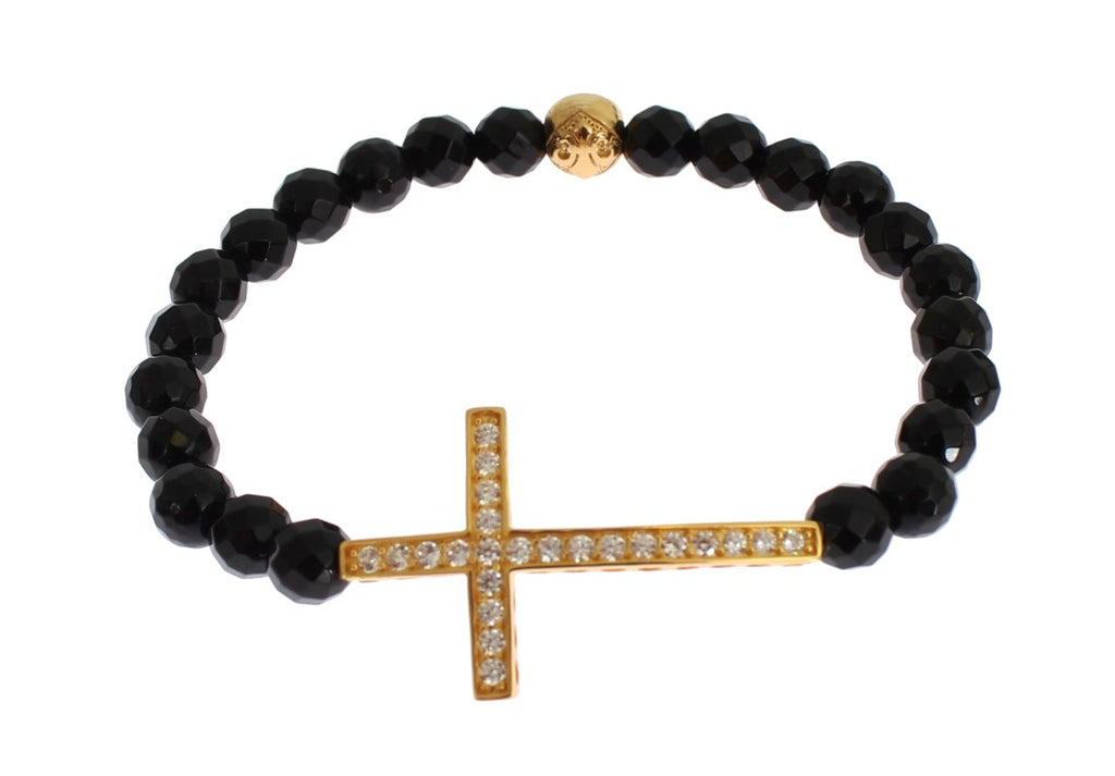 Nialaya – Vergoldetes Sterling-Armband mit CZ-Diamantkreuz