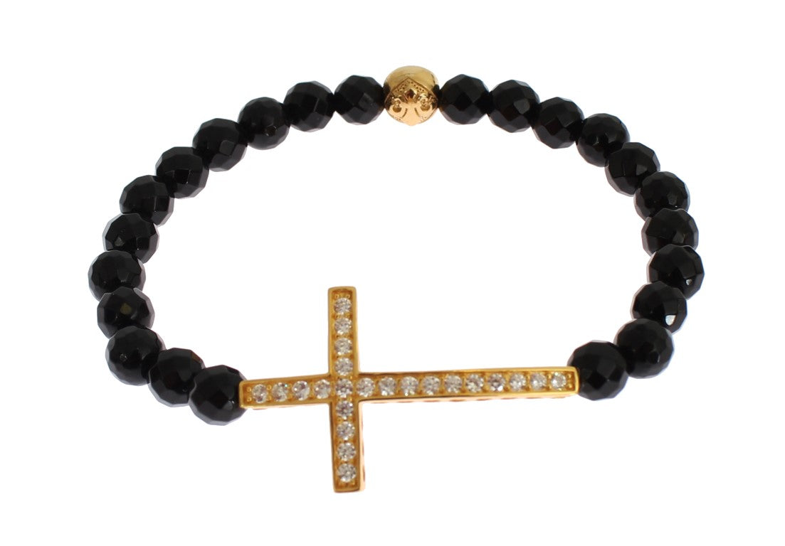 Nialaya – Vergoldetes Sterling-Armband mit CZ-Diamantkreuz