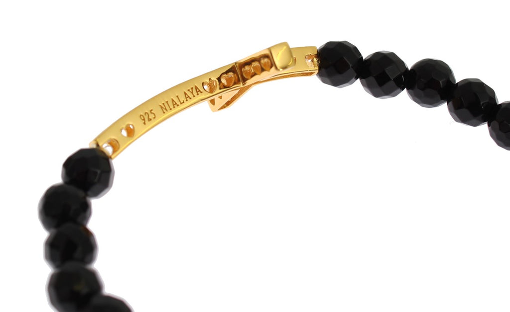 Nialaya – Vergoldetes Sterling-Armband mit CZ-Diamantkreuz