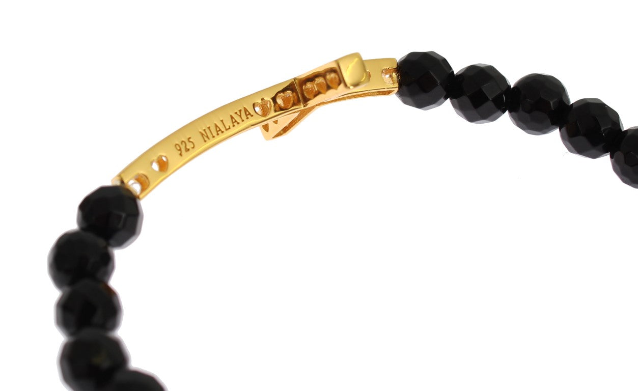 Nialaya – Vergoldetes Sterling-Armband mit CZ-Diamantkreuz