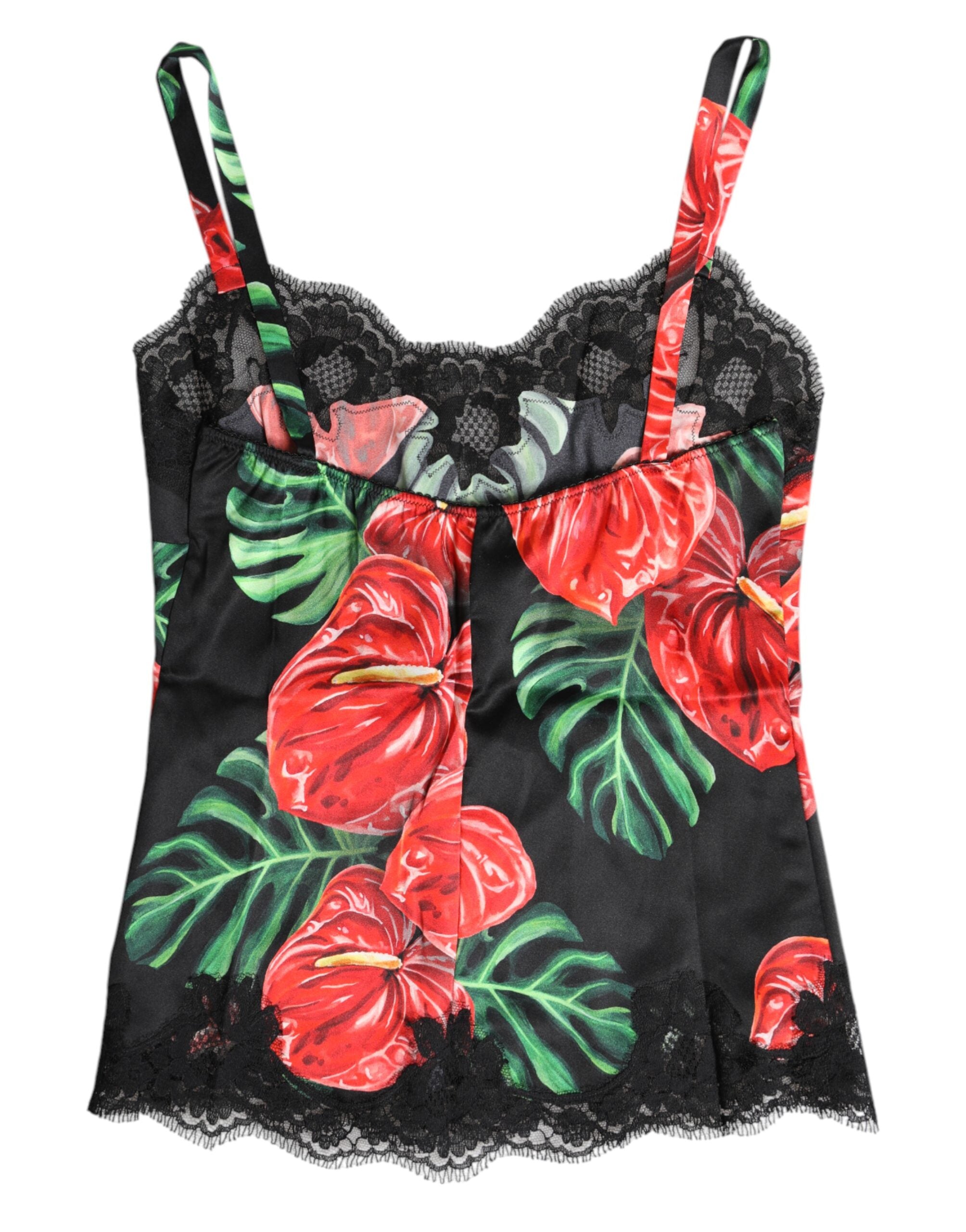 Dolce &amp; Gabbana Mehrfarbiges Seiden-Top mit Blumenmuster, Dessous und Unterwäsche