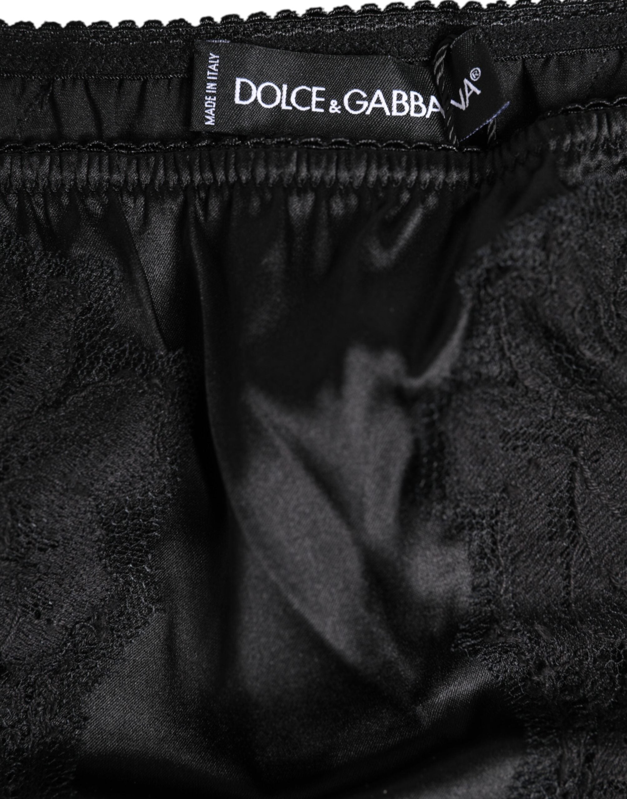 Dolce &amp; Gabbana – Schwarze Stretch-Bikinihose aus Seidenspitze