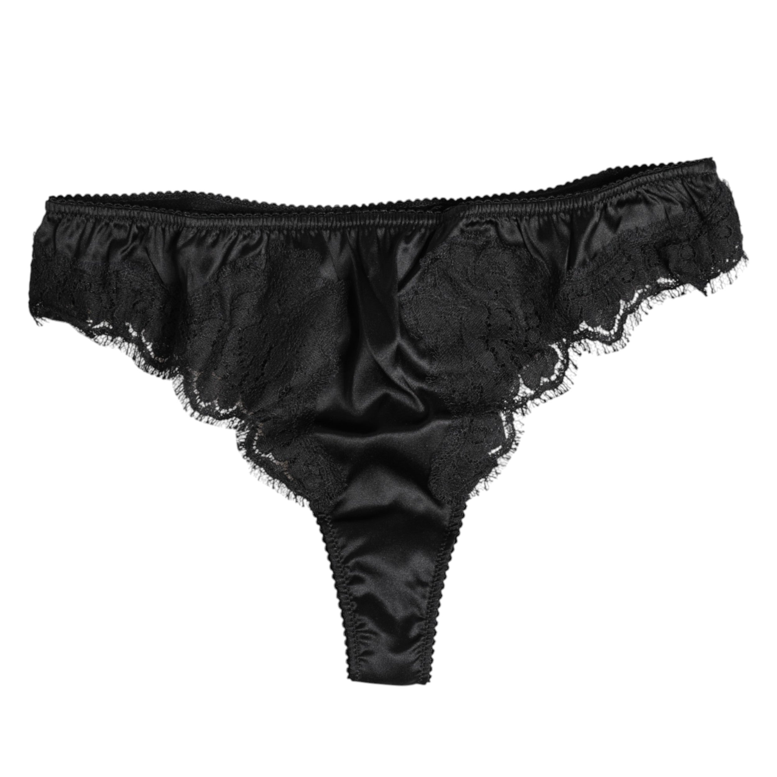 Dolce &amp; Gabbana – Schwarze Stretch-Bikinihose aus Seidenspitze