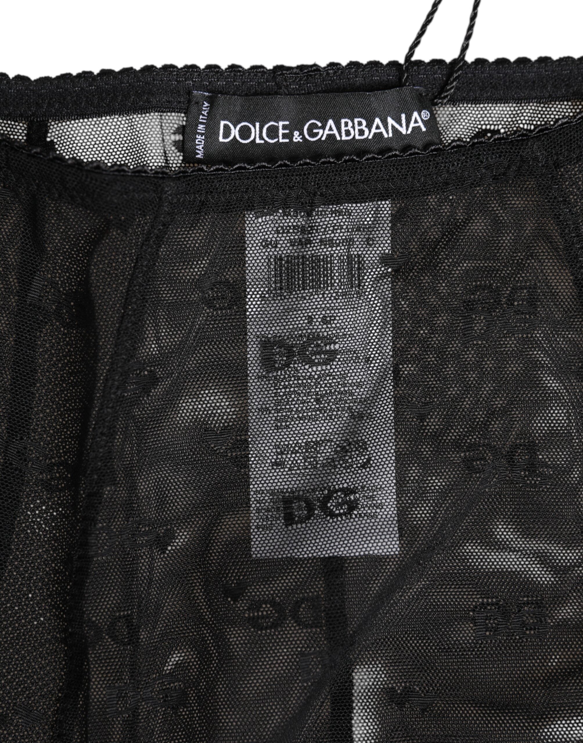 Dolce &amp; Gabbana – Schwarzes Mieder mit Logo und hoher Taille