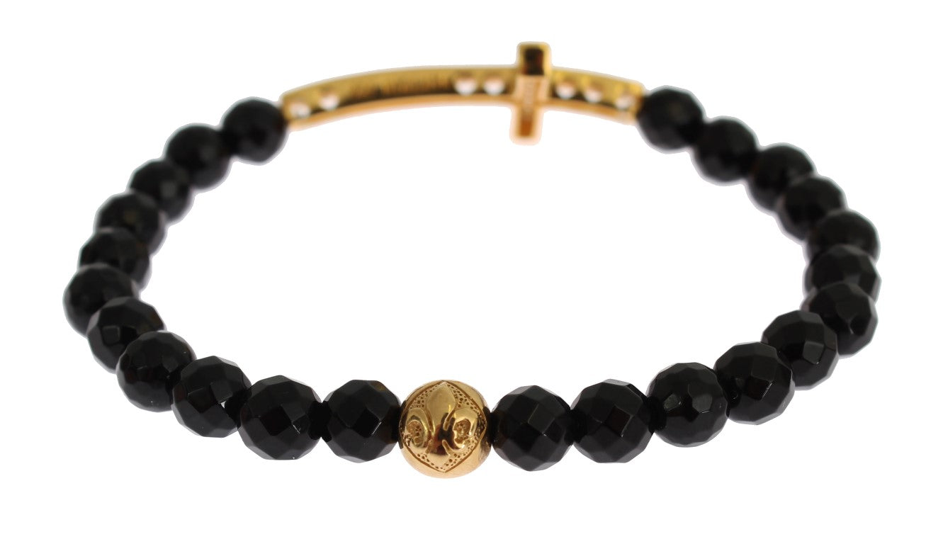 Nialaya – Vergoldetes Sterling-Armband mit CZ-Diamantkreuz