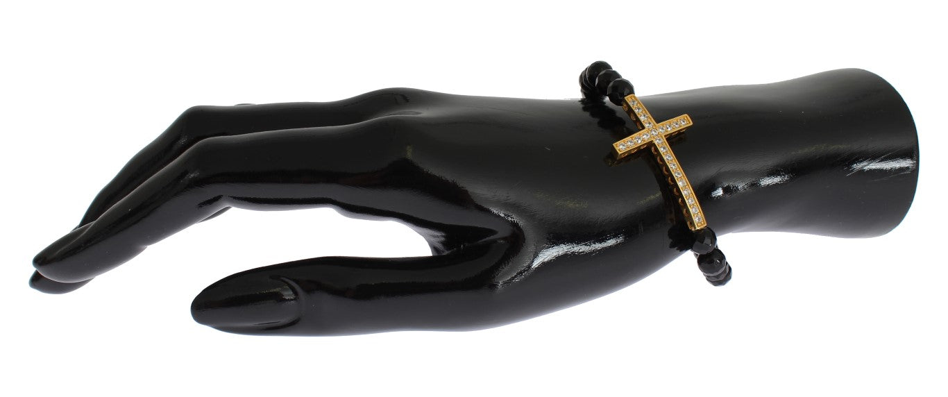 Nialaya – Vergoldetes Sterling-Armband mit CZ-Diamantkreuz