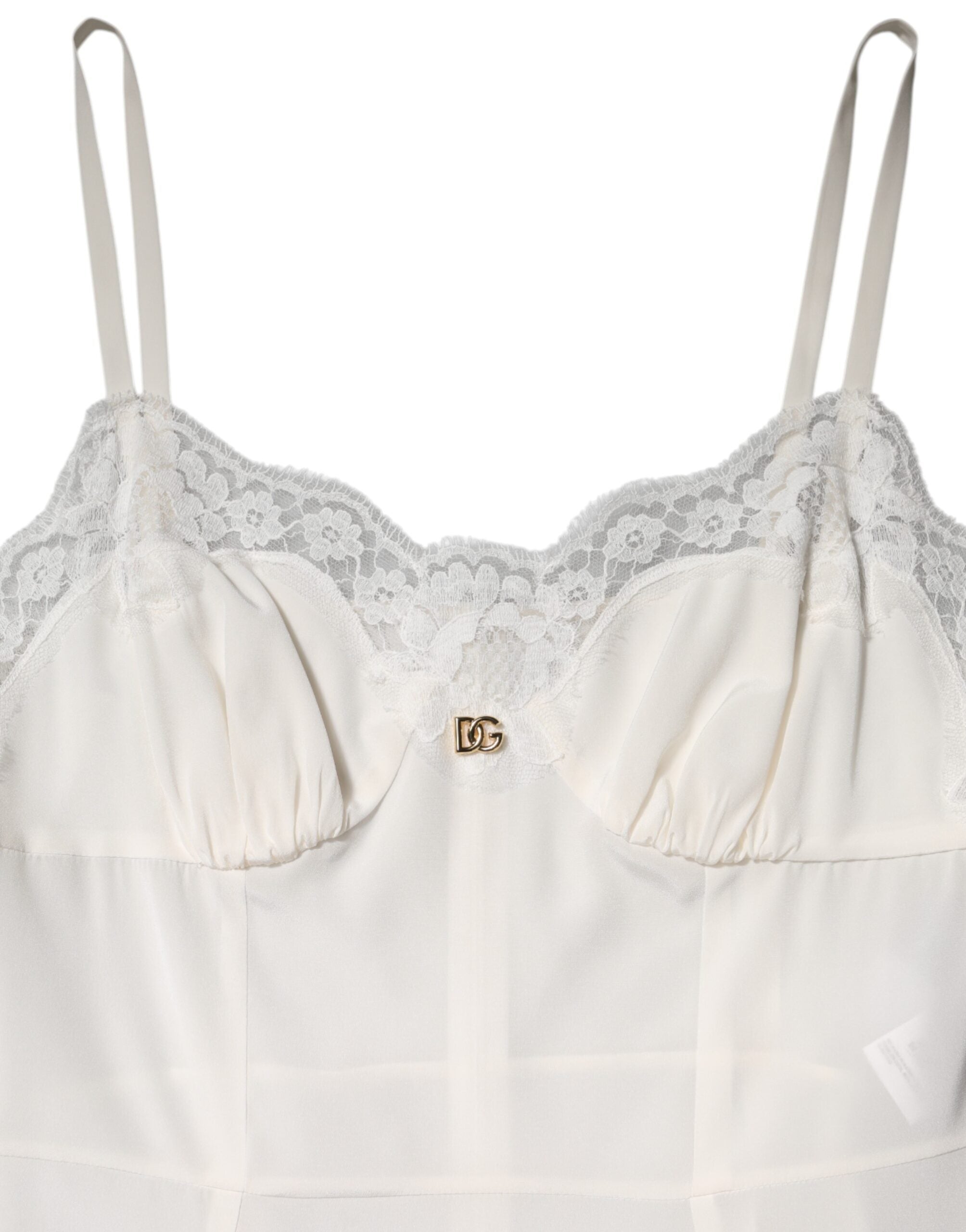 Dolce &amp; Gabbana – Nachthemd aus weißer Seide mit DG-Logo