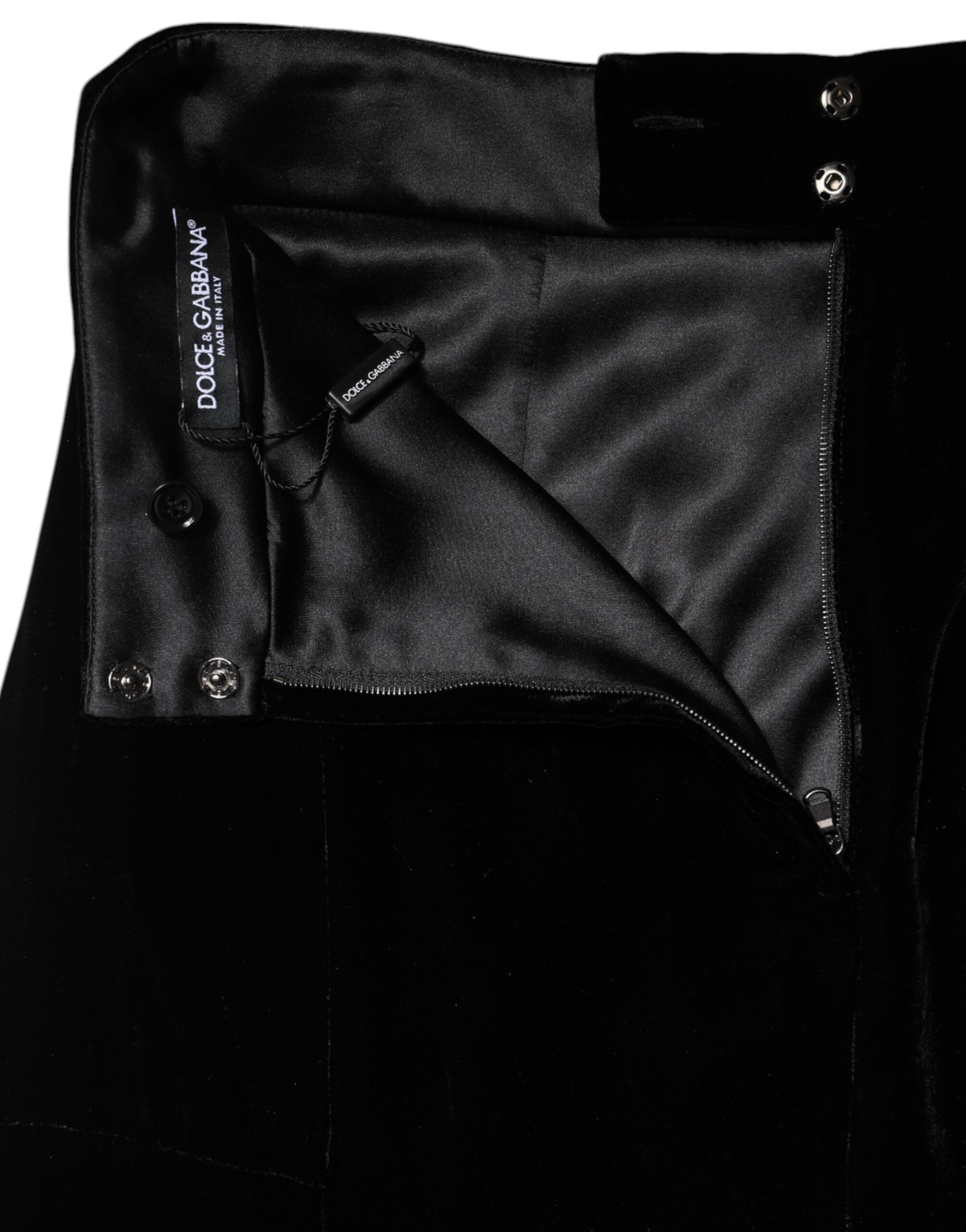 Dolce &amp; Gabbana – Schwarzer ausgestellter Midirock mit hoher Taille