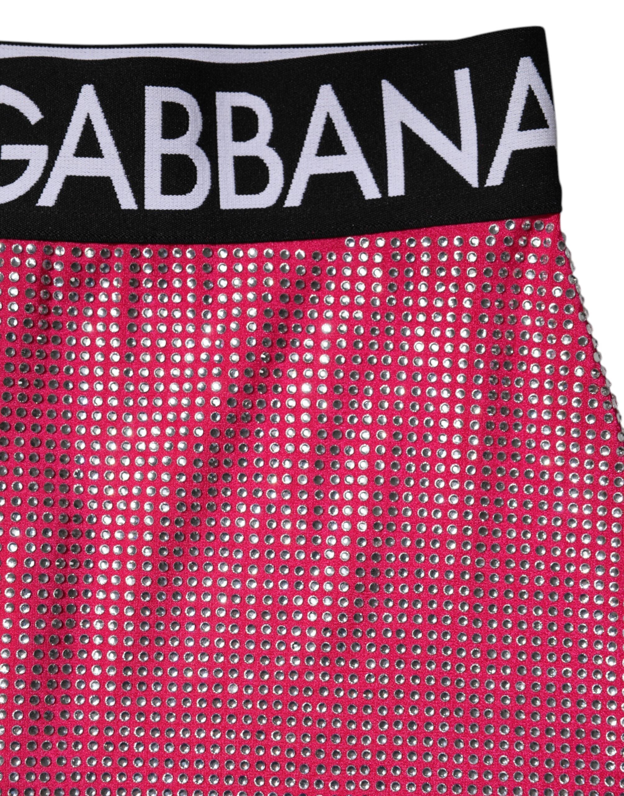 Dolce &amp; Gabbana – Rosa Minirock mit Logo und Strassverzierung