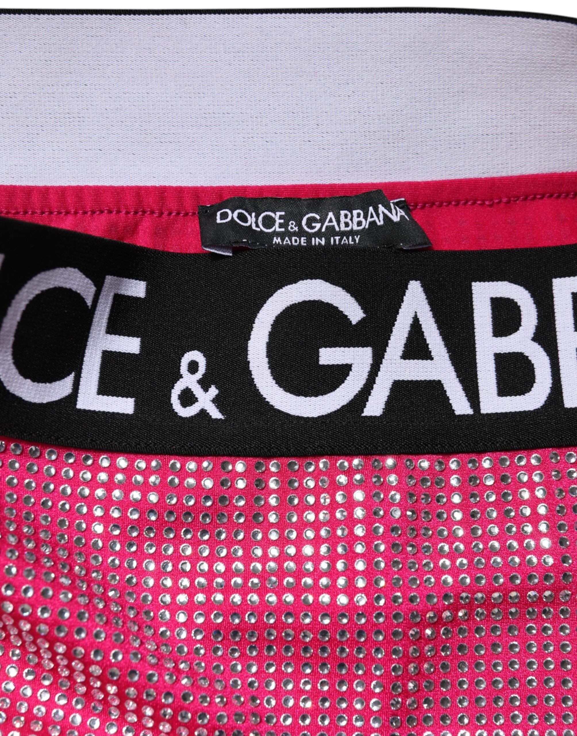 Dolce &amp; Gabbana – Rosa Minirock mit Logo und Strassverzierung