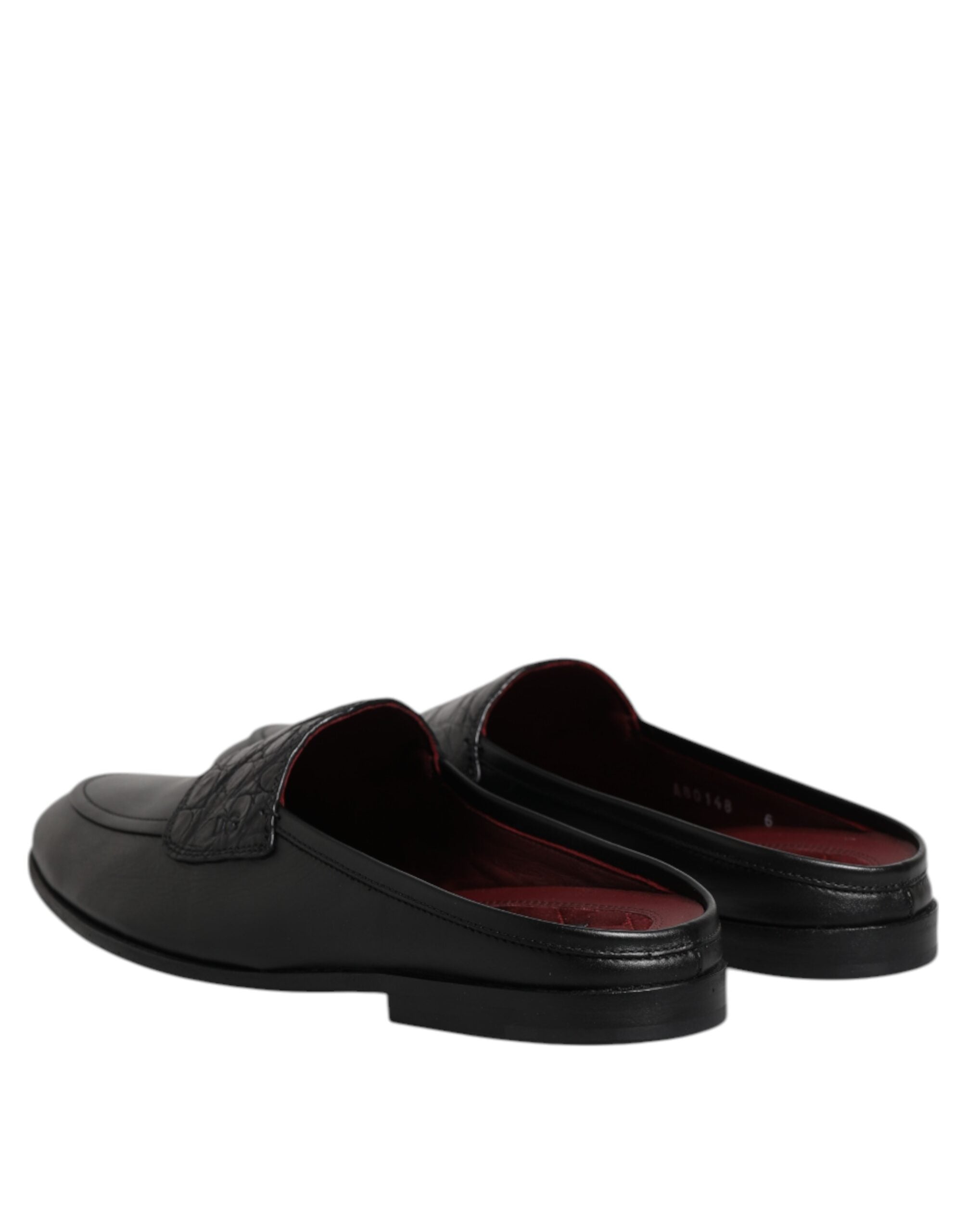Dolce &amp; Gabbana – Slipper aus schwarzem Kalbsleder