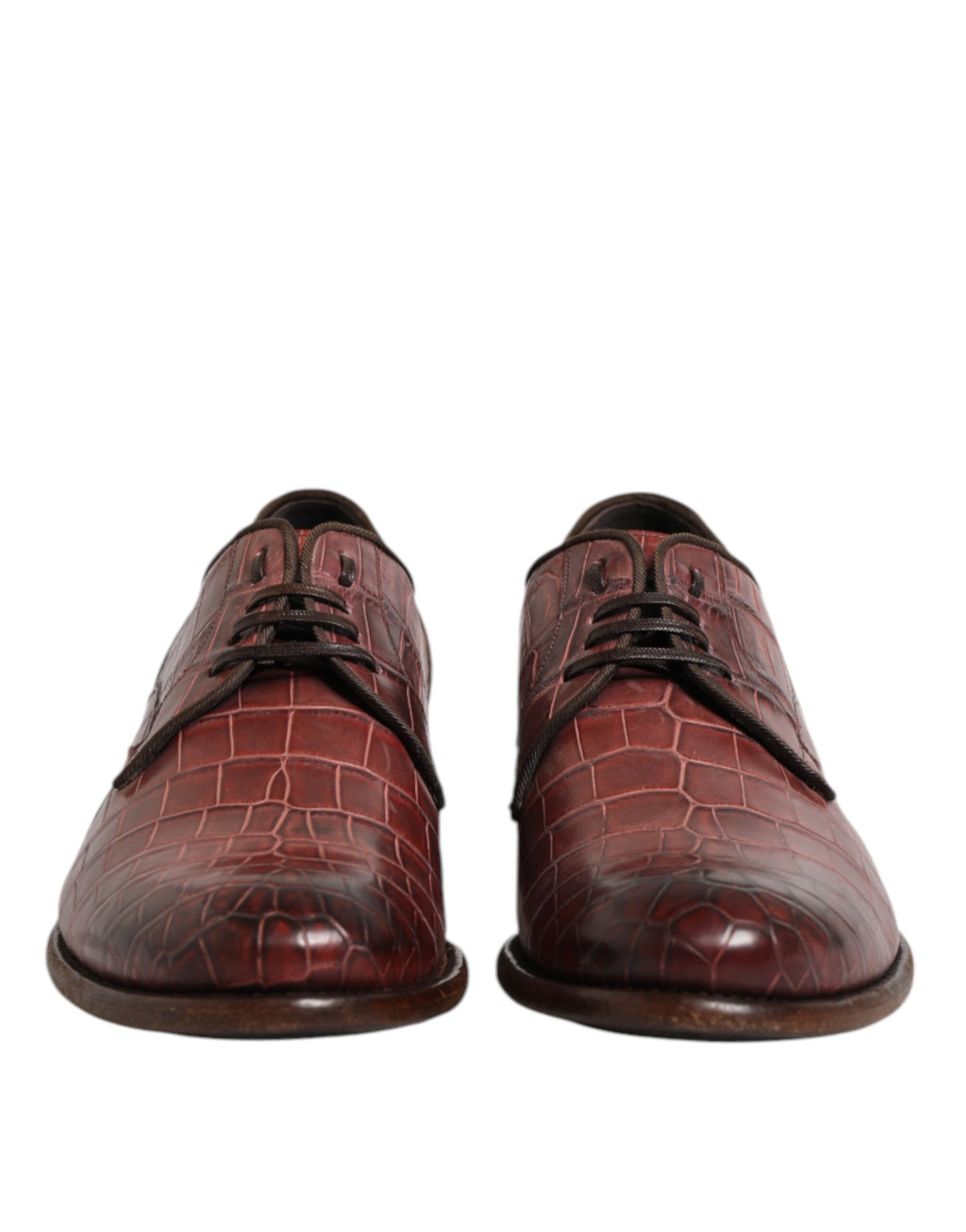 Dolce &amp; Gabbana – Burgunderrote Derby-Schuhe aus Leder zum Schnüren