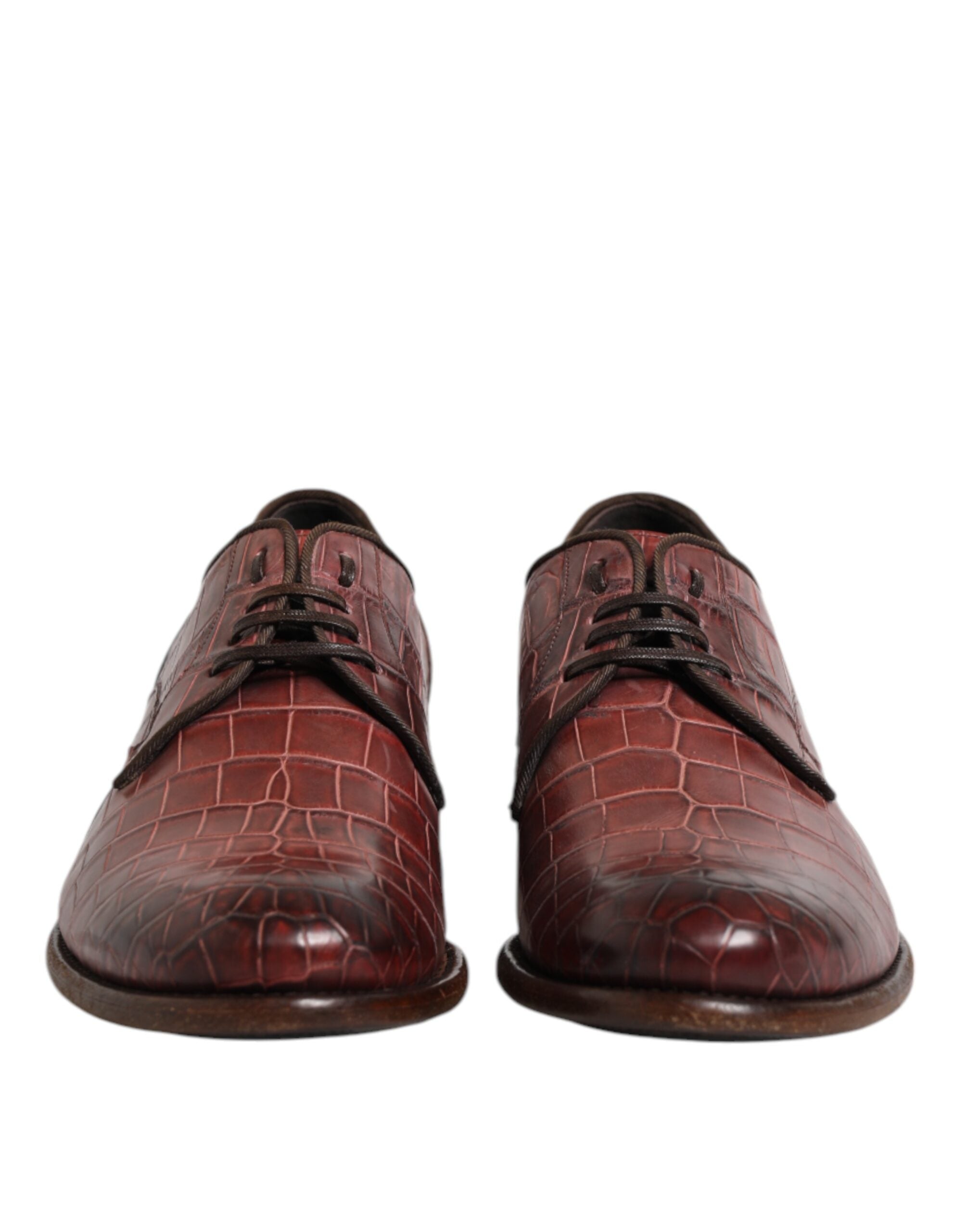 Dolce &amp; Gabbana – Burgunderrote Derby-Schuhe aus Leder zum Schnüren
