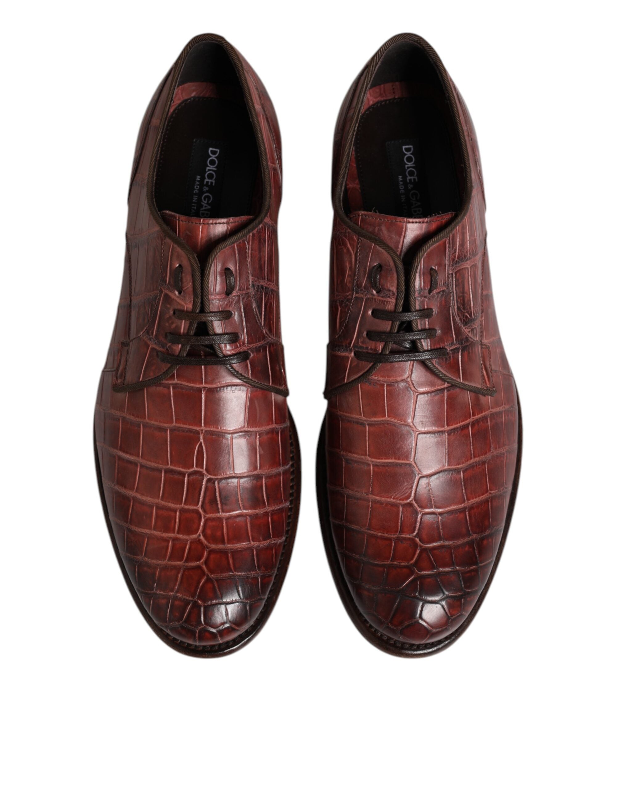 Dolce &amp; Gabbana – Burgunderrote Derby-Schuhe aus Leder zum Schnüren
