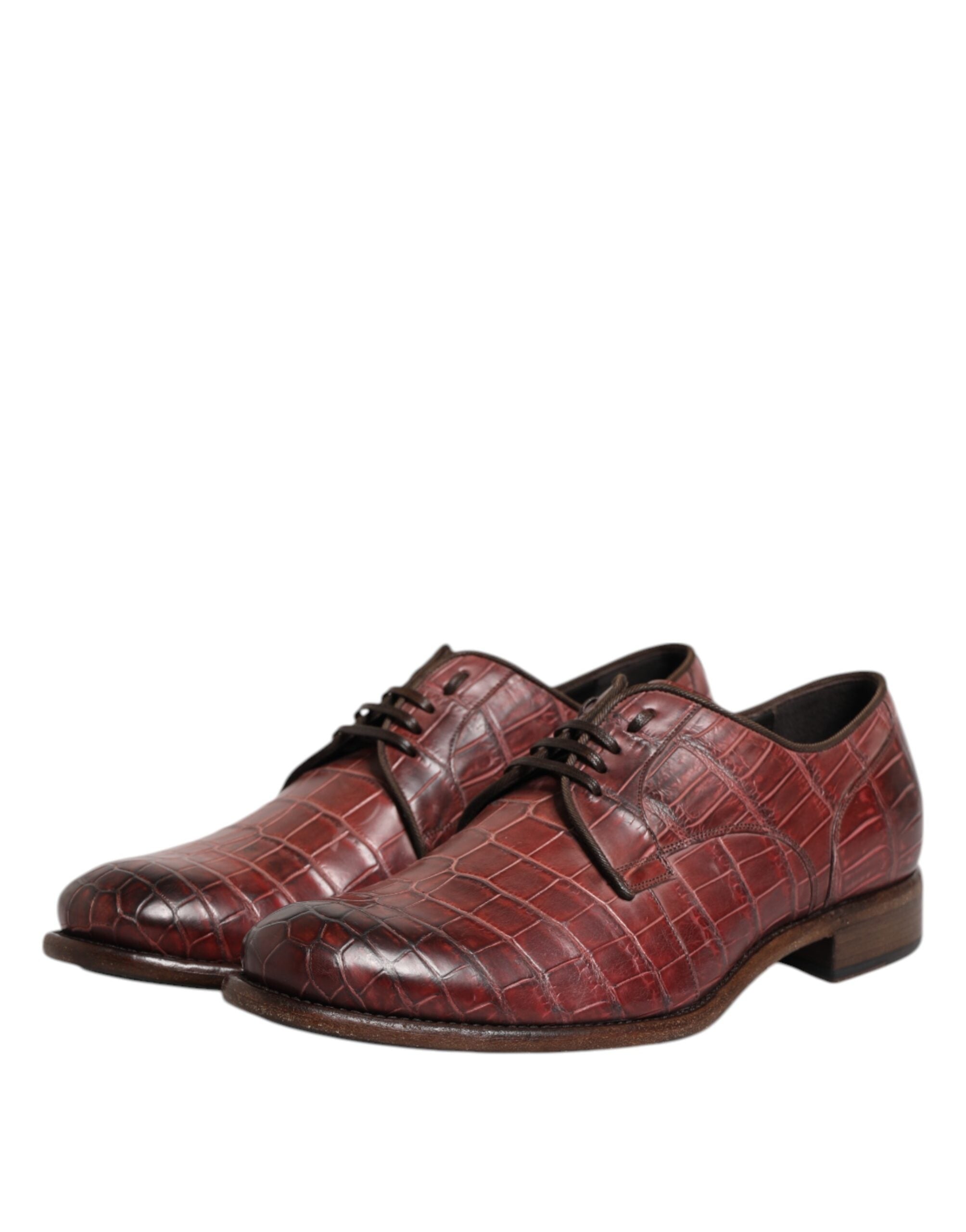 Dolce &amp; Gabbana – Burgunderrote Derby-Schuhe aus Leder zum Schnüren