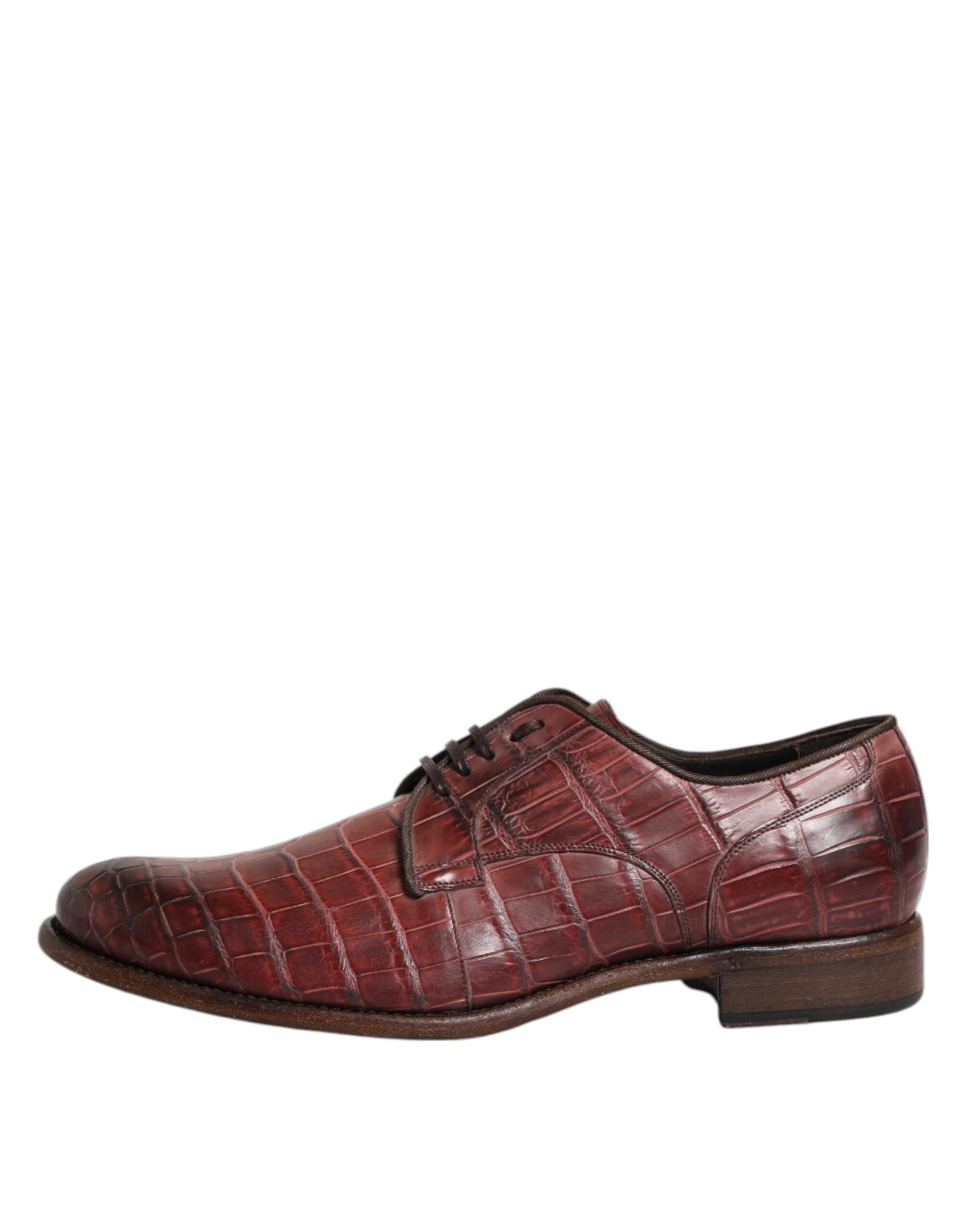 Dolce &amp; Gabbana – Burgunderrote Derby-Schuhe aus Leder zum Schnüren