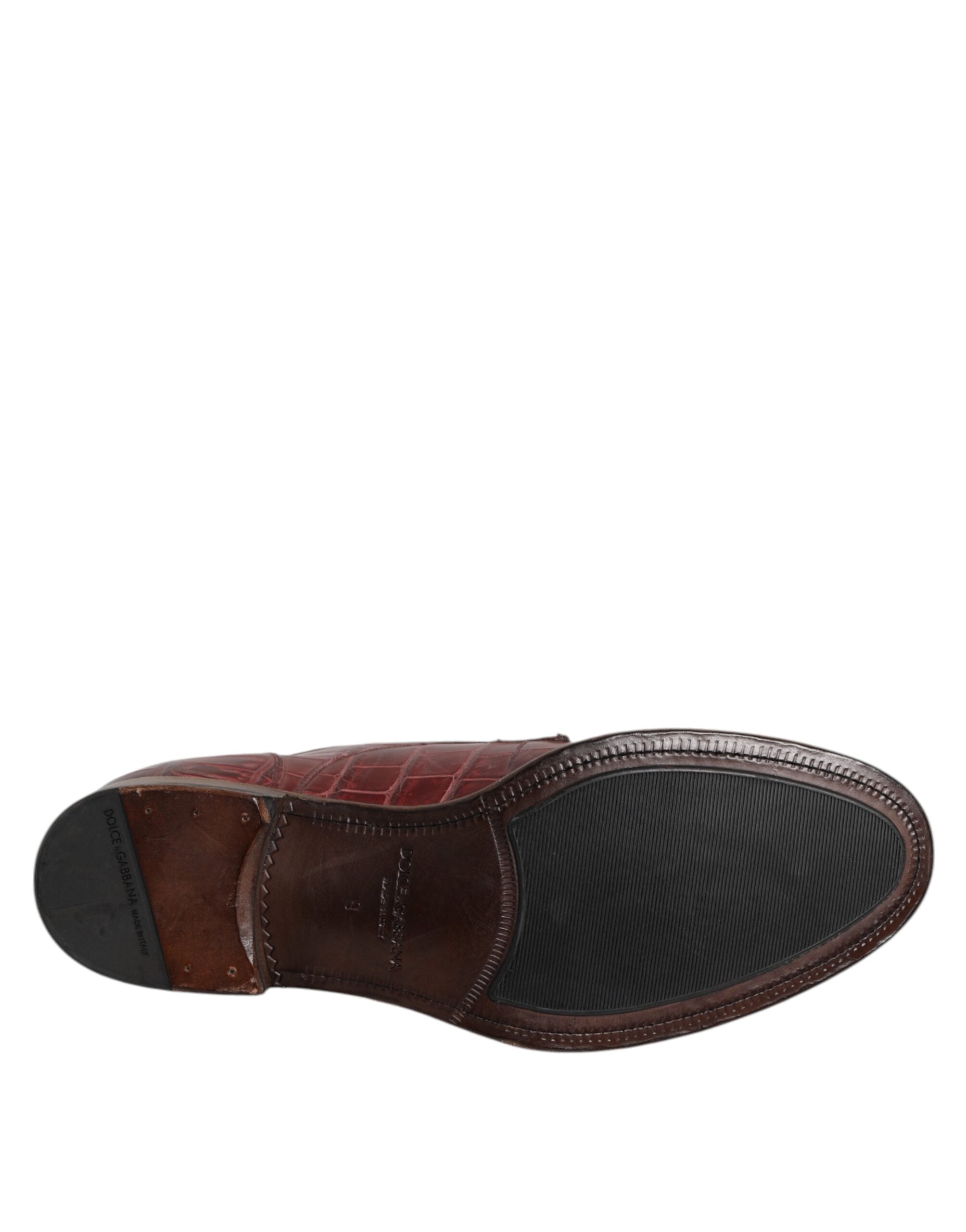 Dolce &amp; Gabbana – Burgunderrote Derby-Schuhe aus Leder zum Schnüren