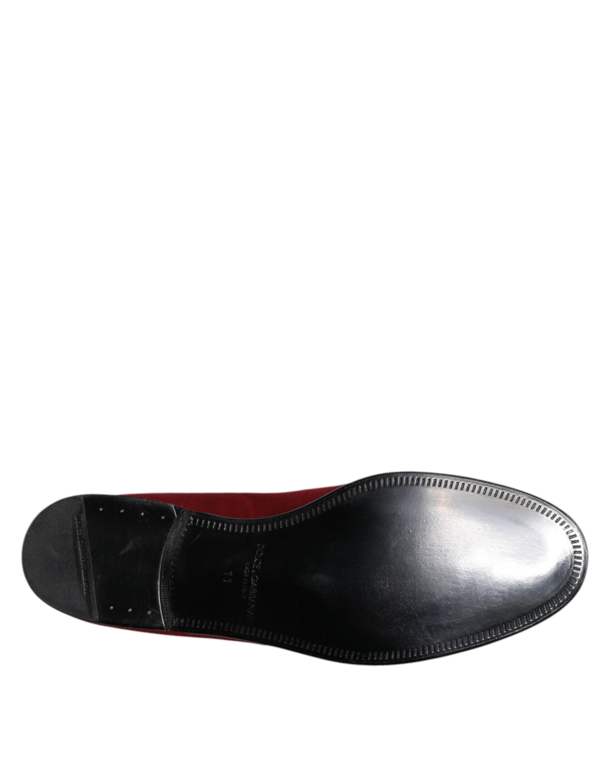 Dolce &amp; Gabbana – Slipper aus rotem Samt, formelle Schuhe