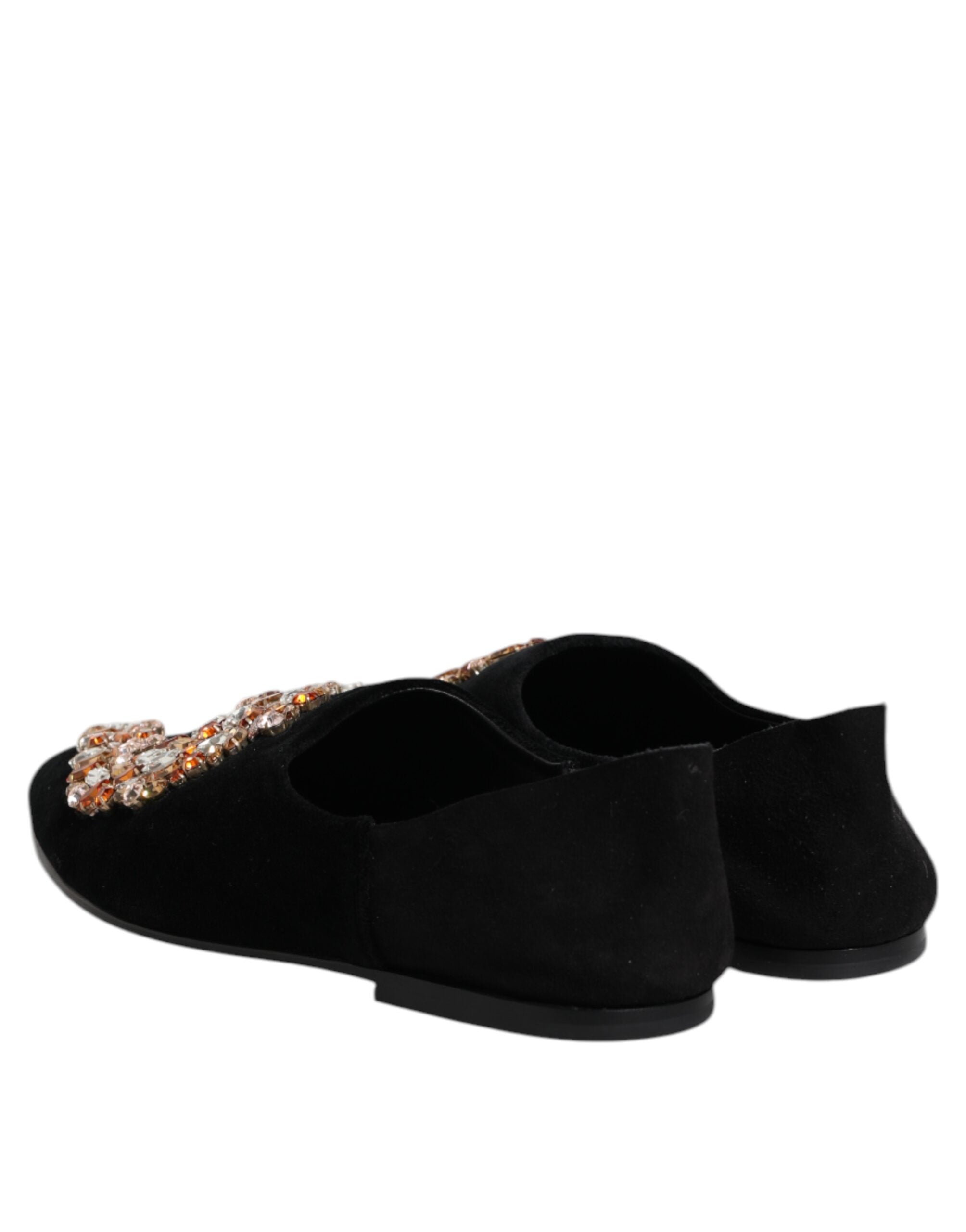 Dolce &amp; Gabbana – Loafer-Schlupfschuhe aus schwarzem Samt mit Verzierung
