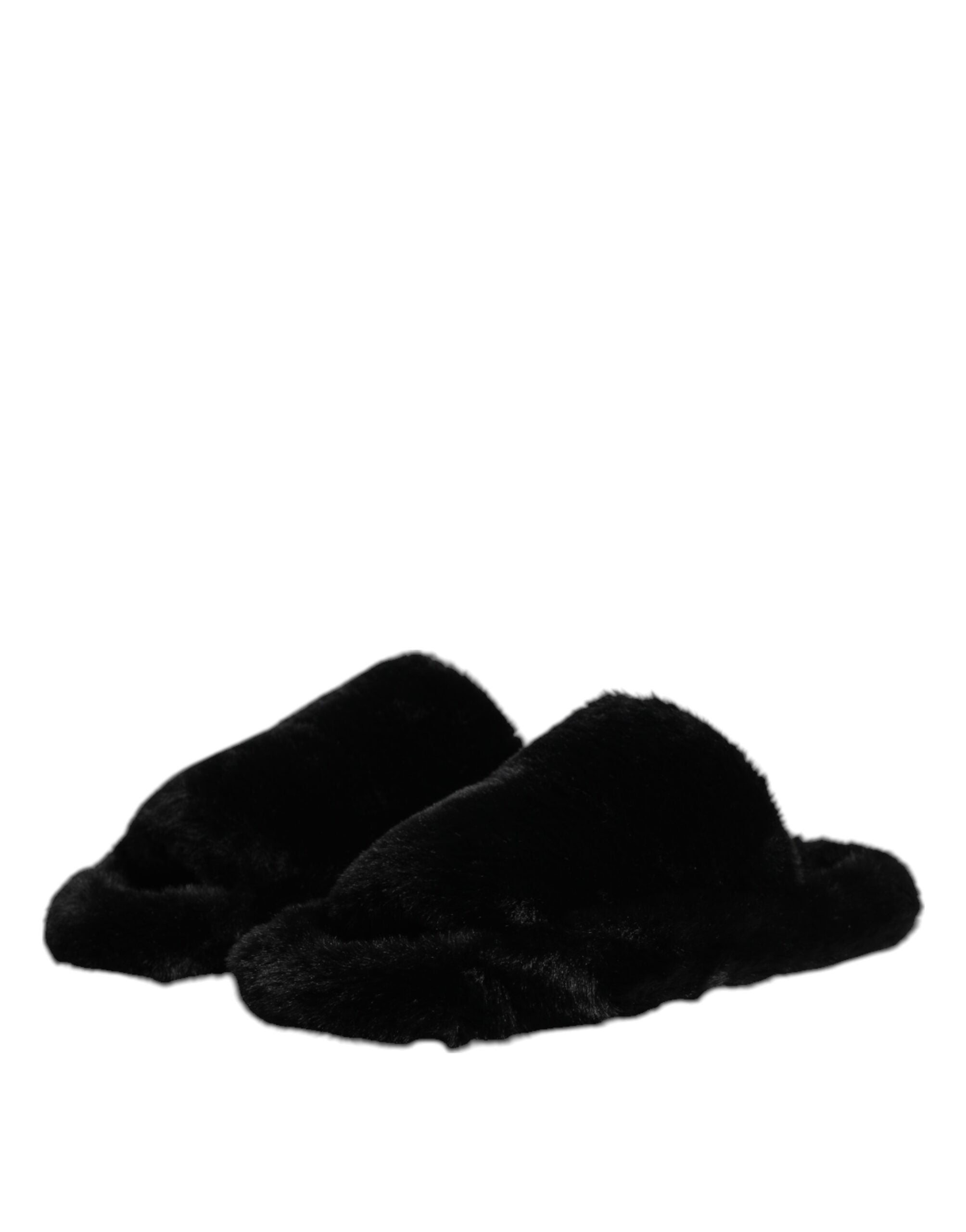 Dolce &amp; Gabbana – Schwarze Slipper aus Polyester-Samt