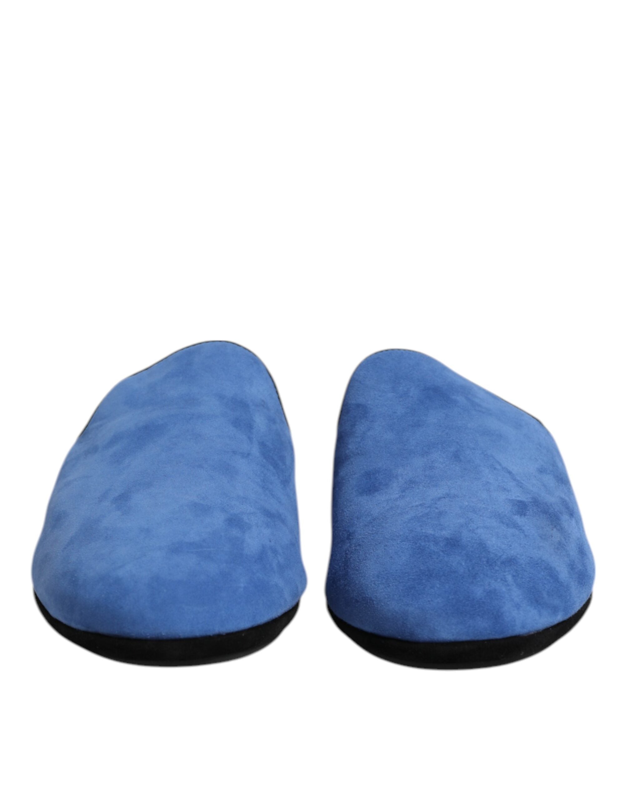 Dolce &amp; Gabbana – Flache Slipper „Capra Slides“ aus Wildleder in Blau