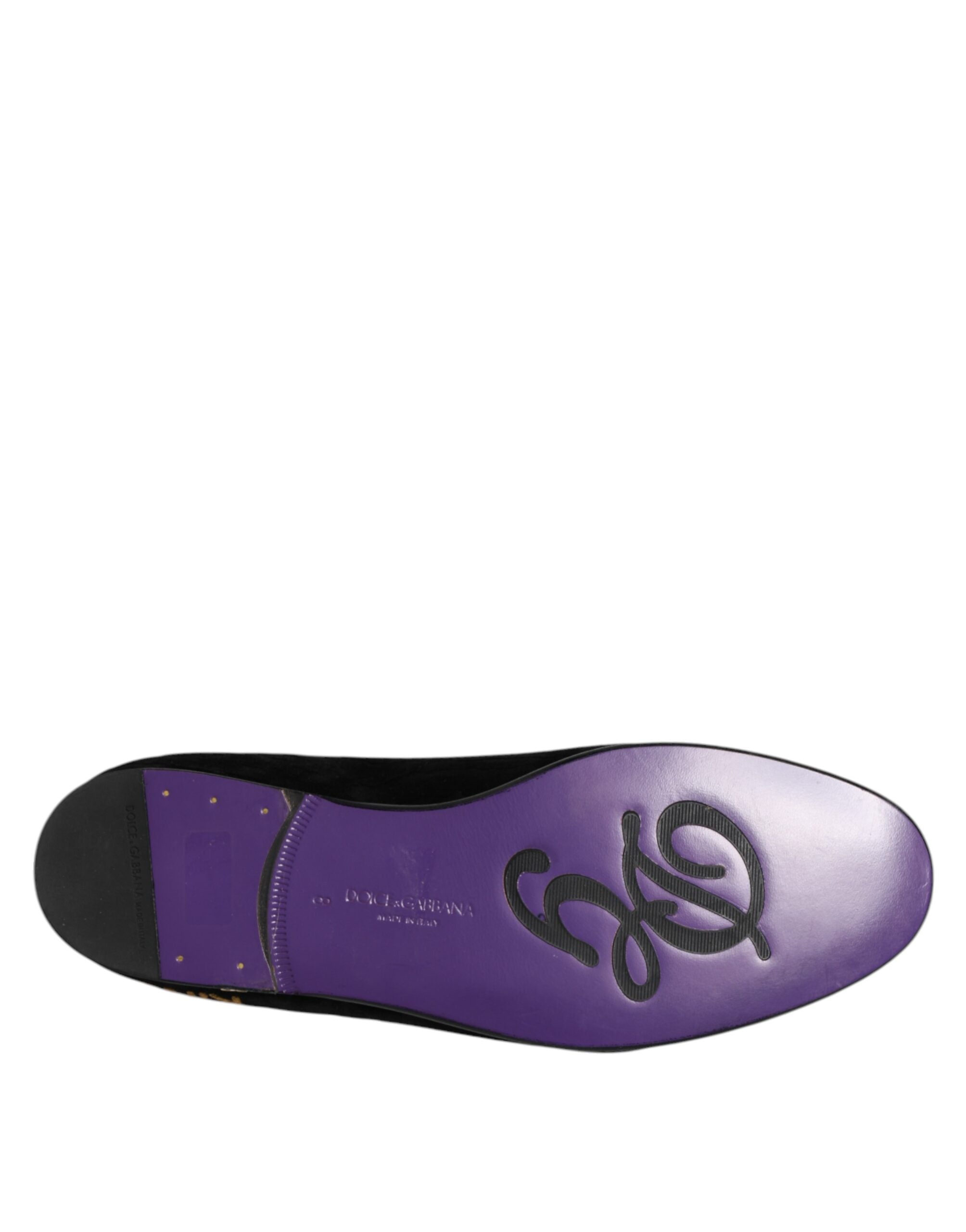 Dolce &amp; Gabbana – Schwarze Slipper mit DG-Kronenstickerei