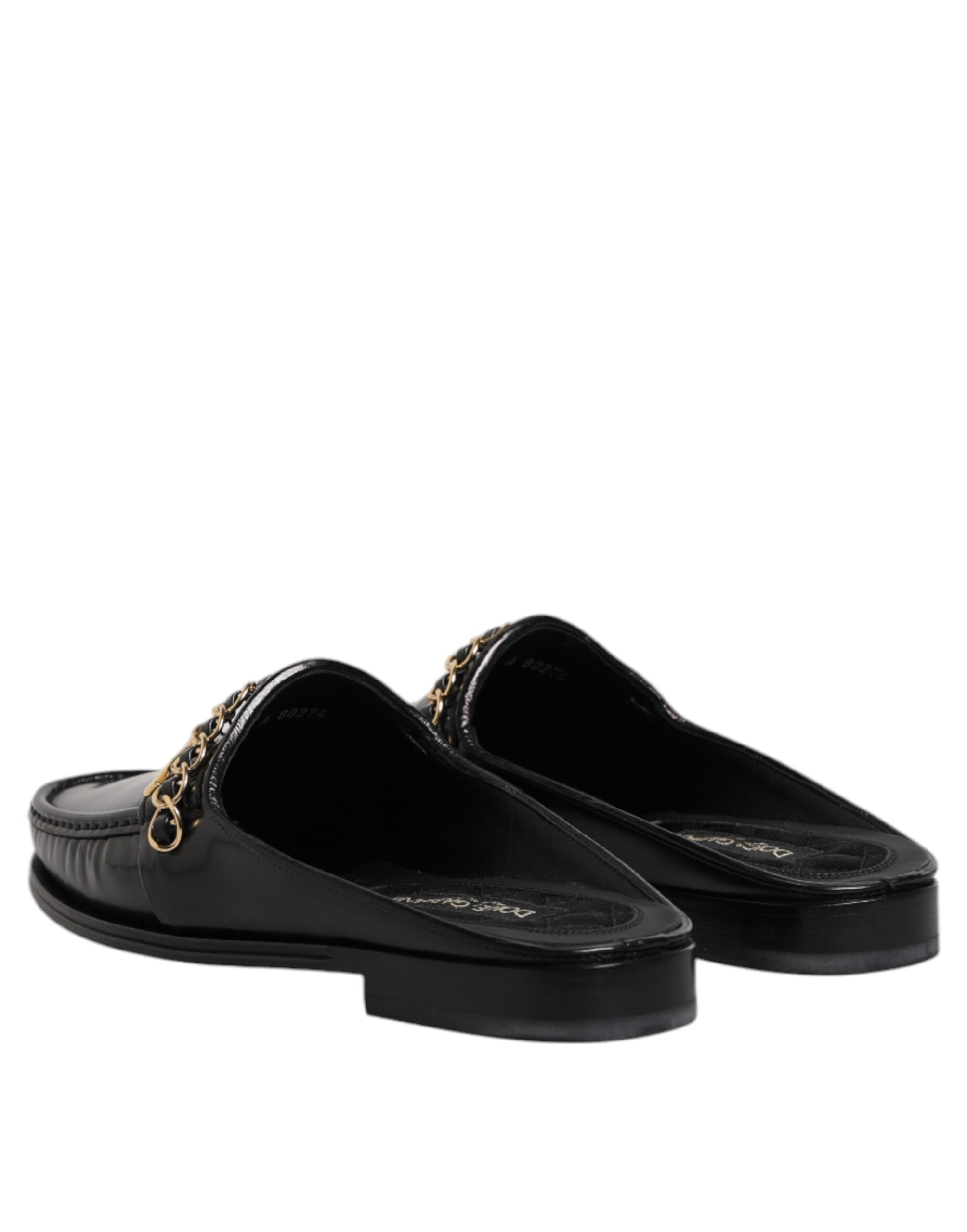 Dolce &amp; Gabbana – Sandalen mit DG-Kette aus schwarzem Leder