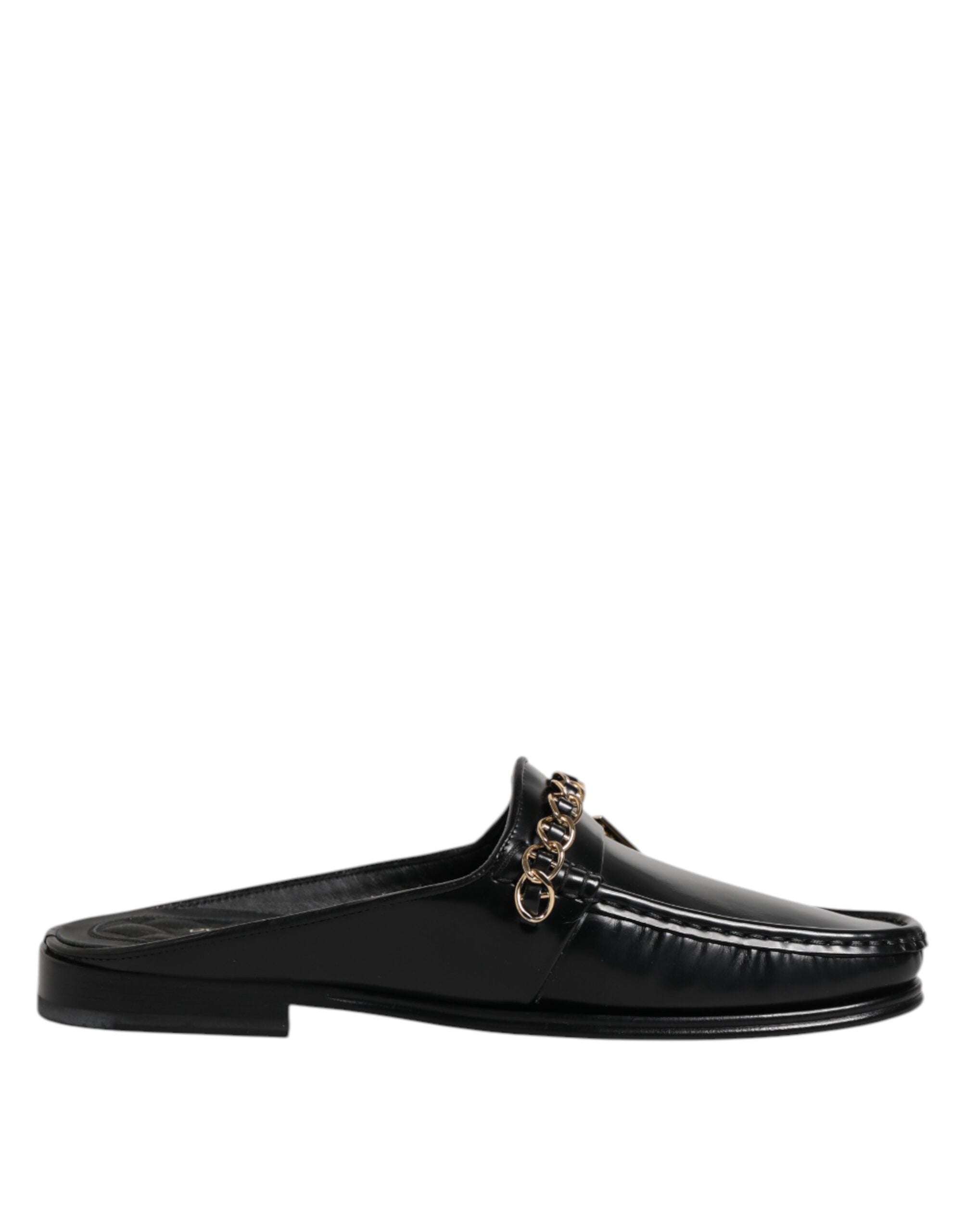 Dolce &amp; Gabbana – Sandalen mit DG-Kette aus schwarzem Leder