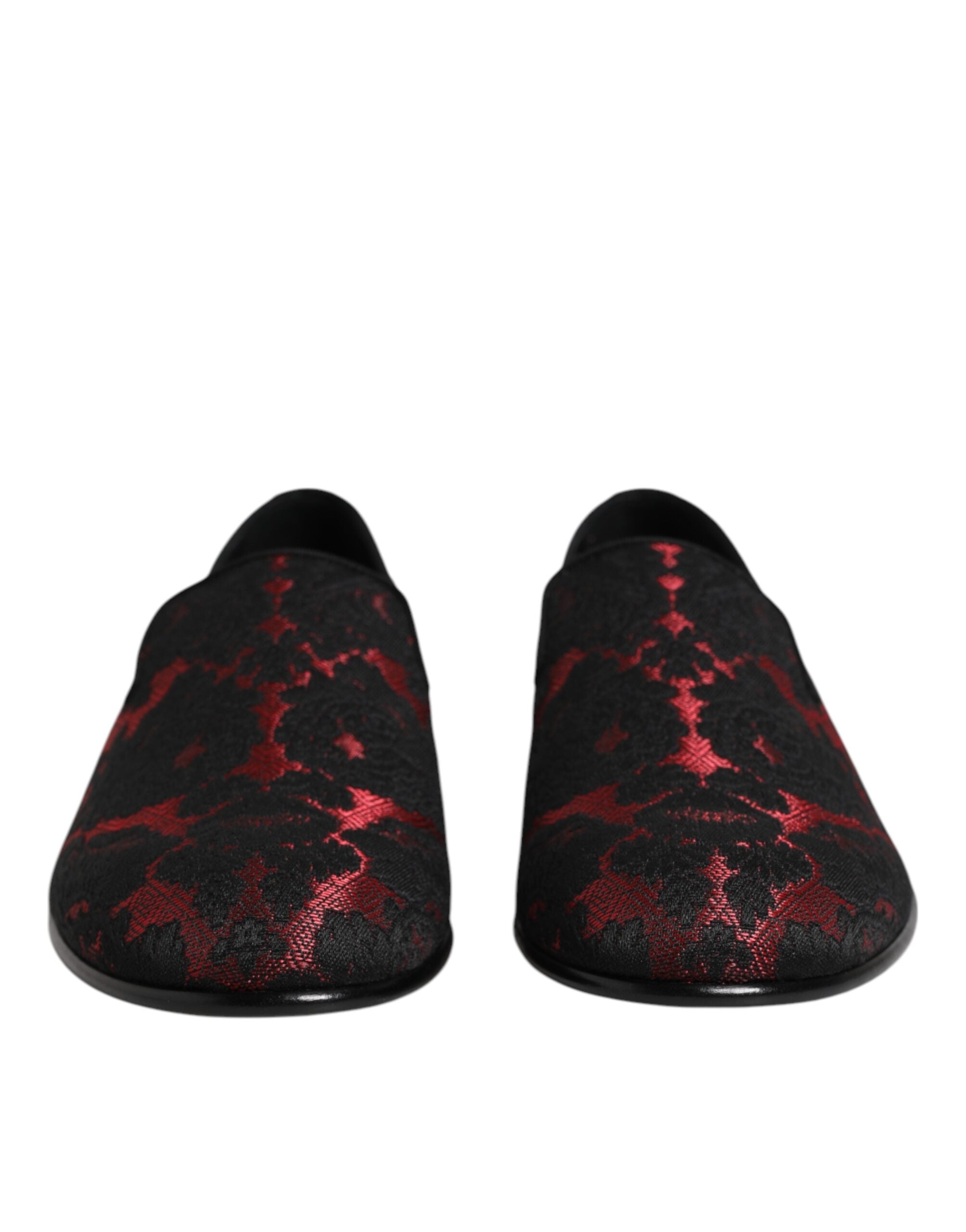 Dolce &amp; Gabbana Rot Schwarz Jacquard Slip On Herren Halbschuhe