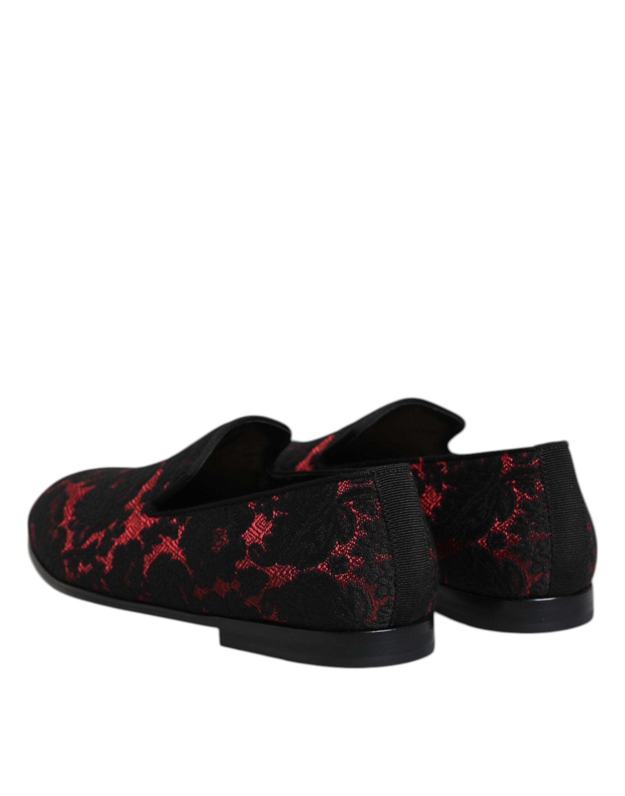 Dolce &amp; Gabbana Rot Schwarz Jacquard Slip On Herren Halbschuhe
