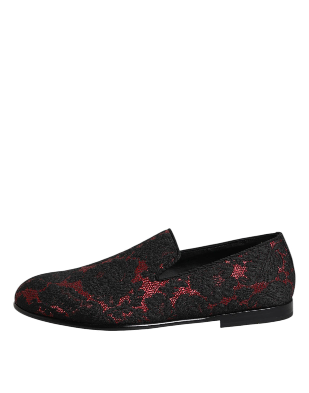Dolce &amp; Gabbana Rot Schwarz Jacquard Slip On Herren Halbschuhe